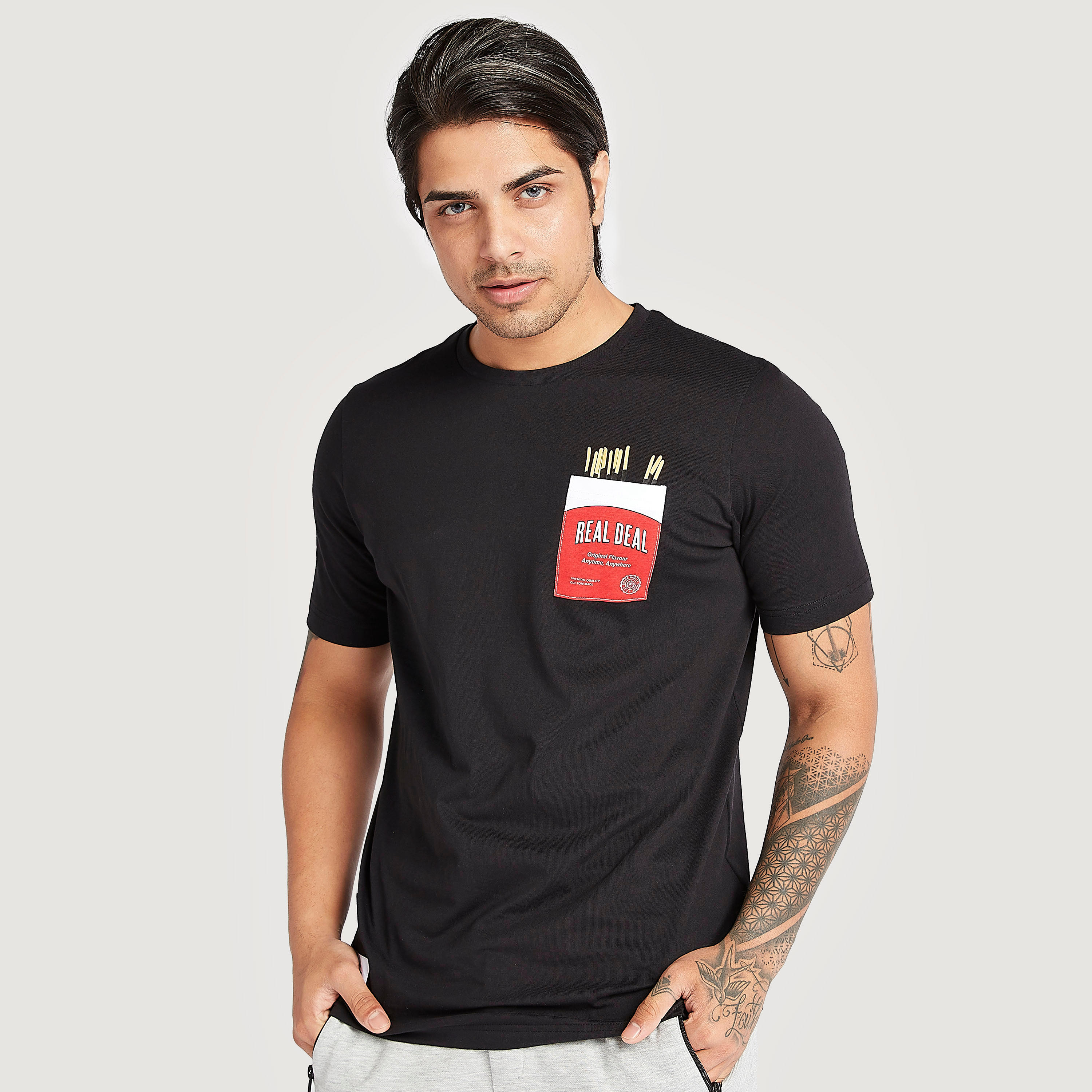 Printed Crew Neck T-shirt with Short Sleeves-men-clothing-tshirtsandpolos-tshirts-image-1