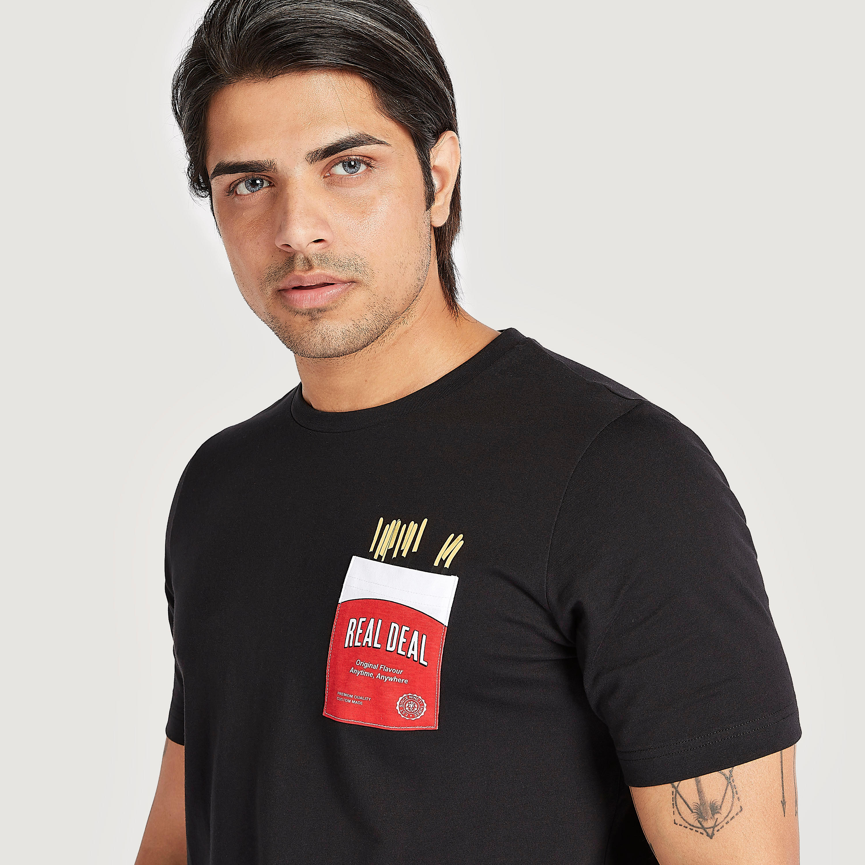 Printed Crew Neck T-shirt with Short Sleeves-men-clothing-tshirtsandpolos-tshirts-image-3