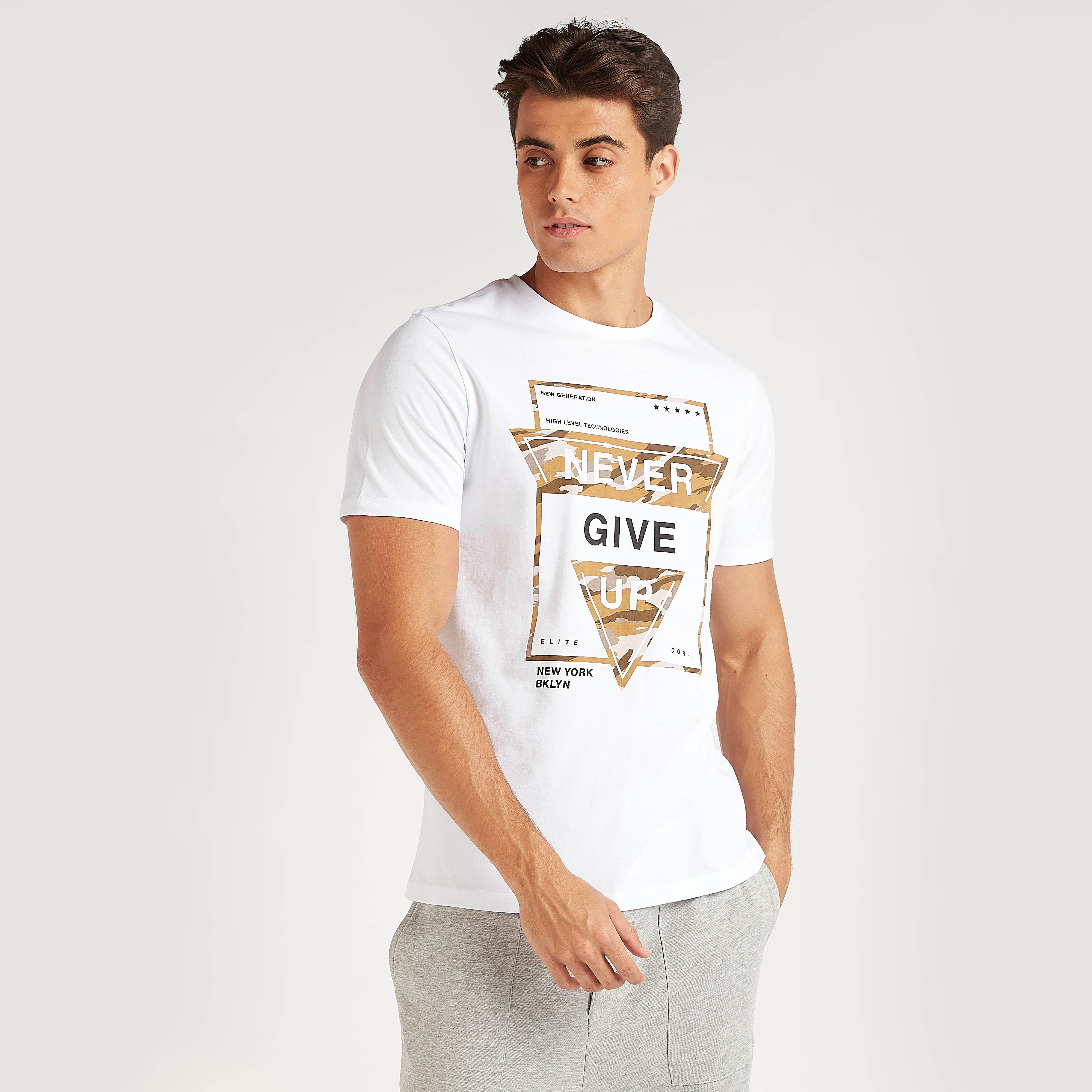 Printed T-shirt with Short Sleeves and Crew Neck-men-clothing-tshirtsandpolos-tshirts-image-1