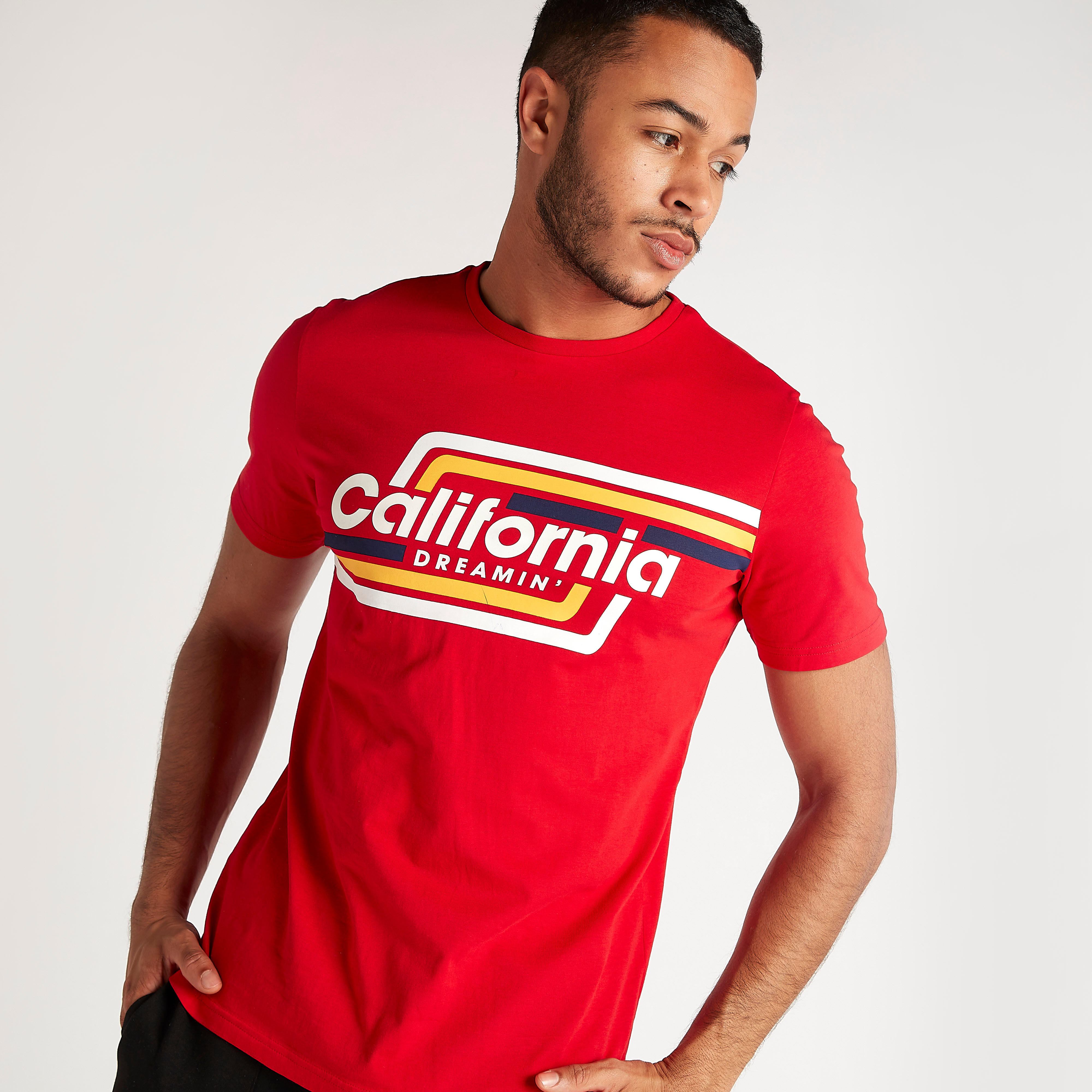 Printed Crew Neck T-shirt with Short Sleeves-men-clothing-tshirtsandpolos-tshirts-image-1