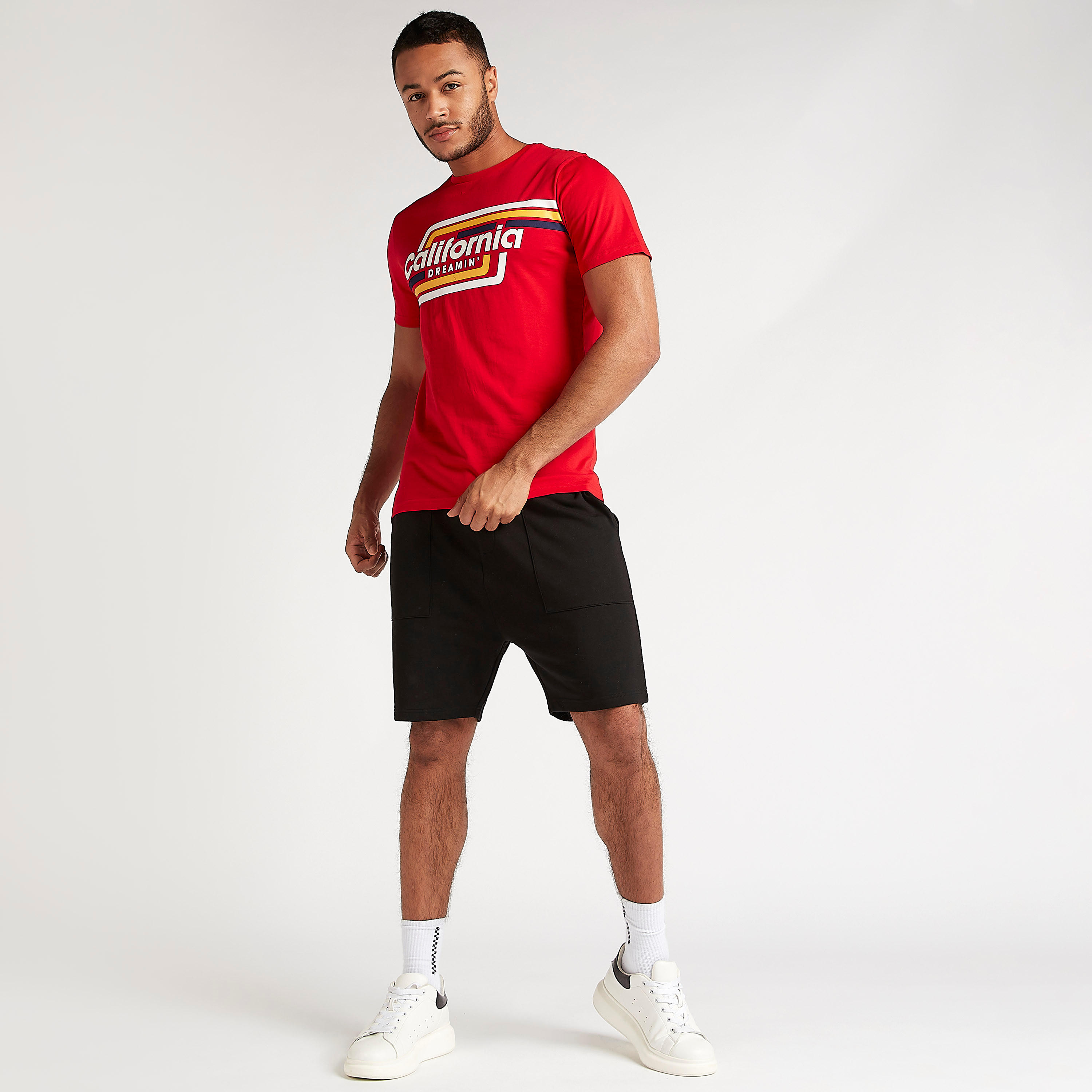 Printed Crew Neck T-shirt with Short Sleeves-men-clothing-tshirtsandpolos-tshirts-image-2