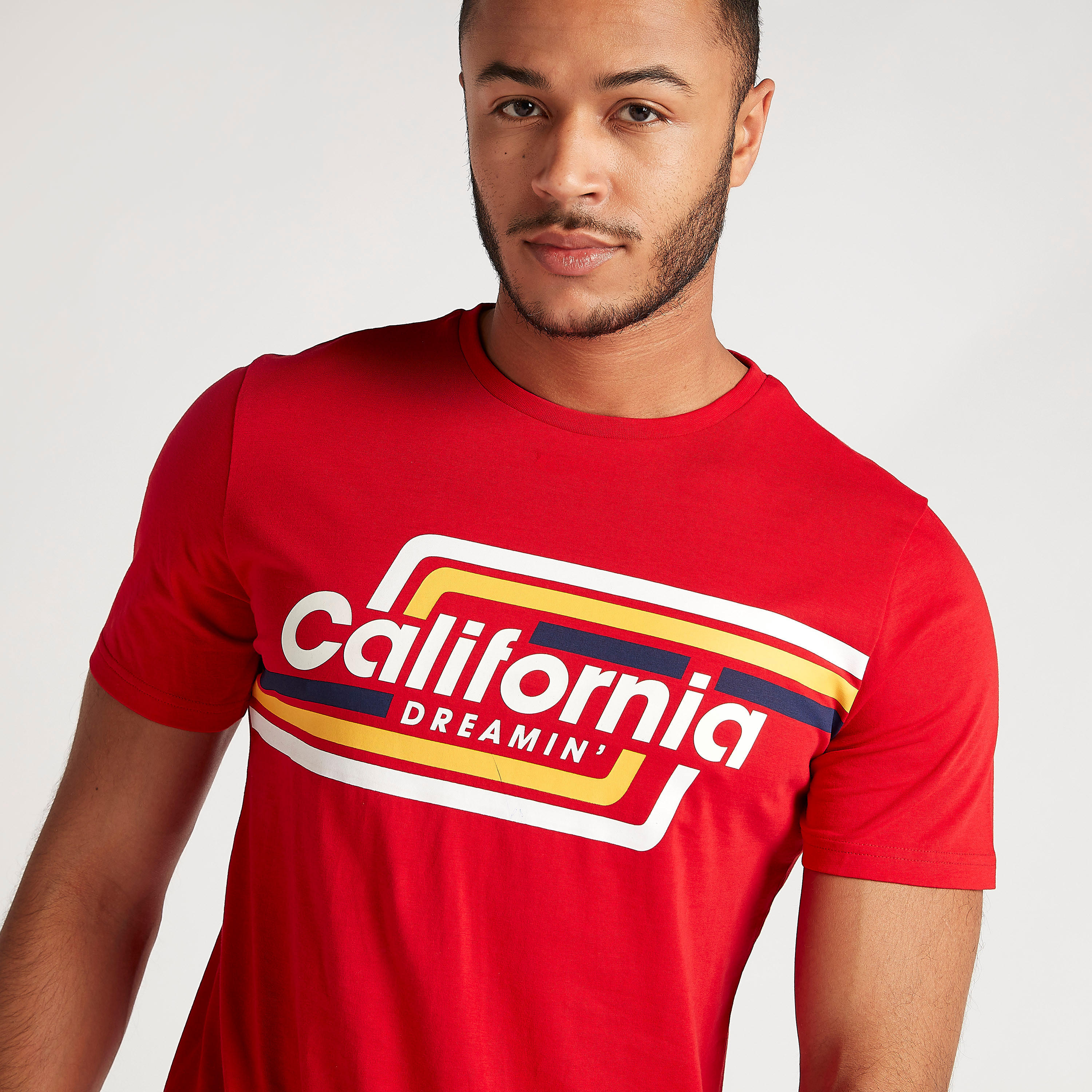 Printed Crew Neck T-shirt with Short Sleeves-men-clothing-tshirtsandpolos-tshirts-image-3