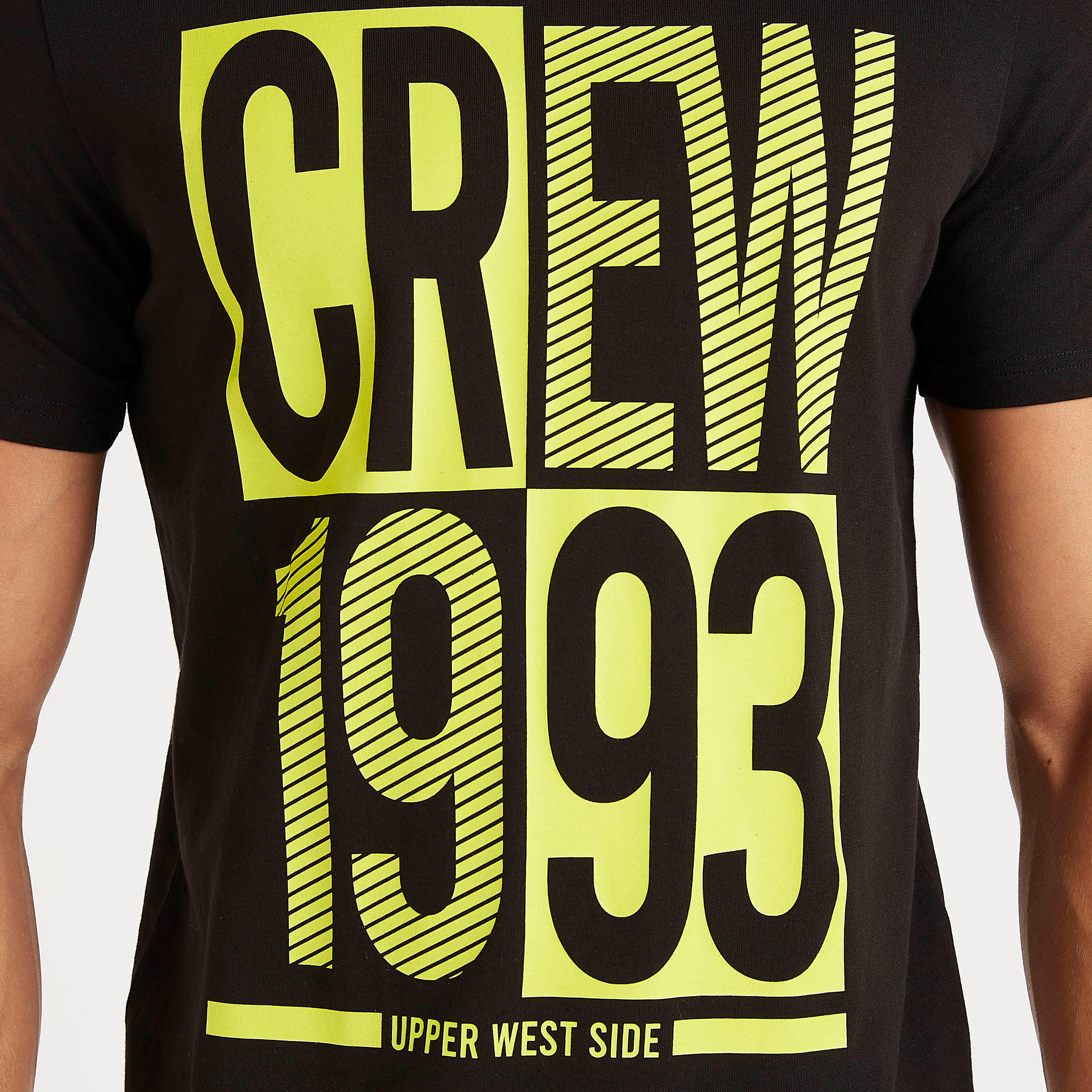 Typographic Print T-shirt with Short Sleeves and Crew Neck-men-clothing-tshirtsandpolos-tshirts-image-3
