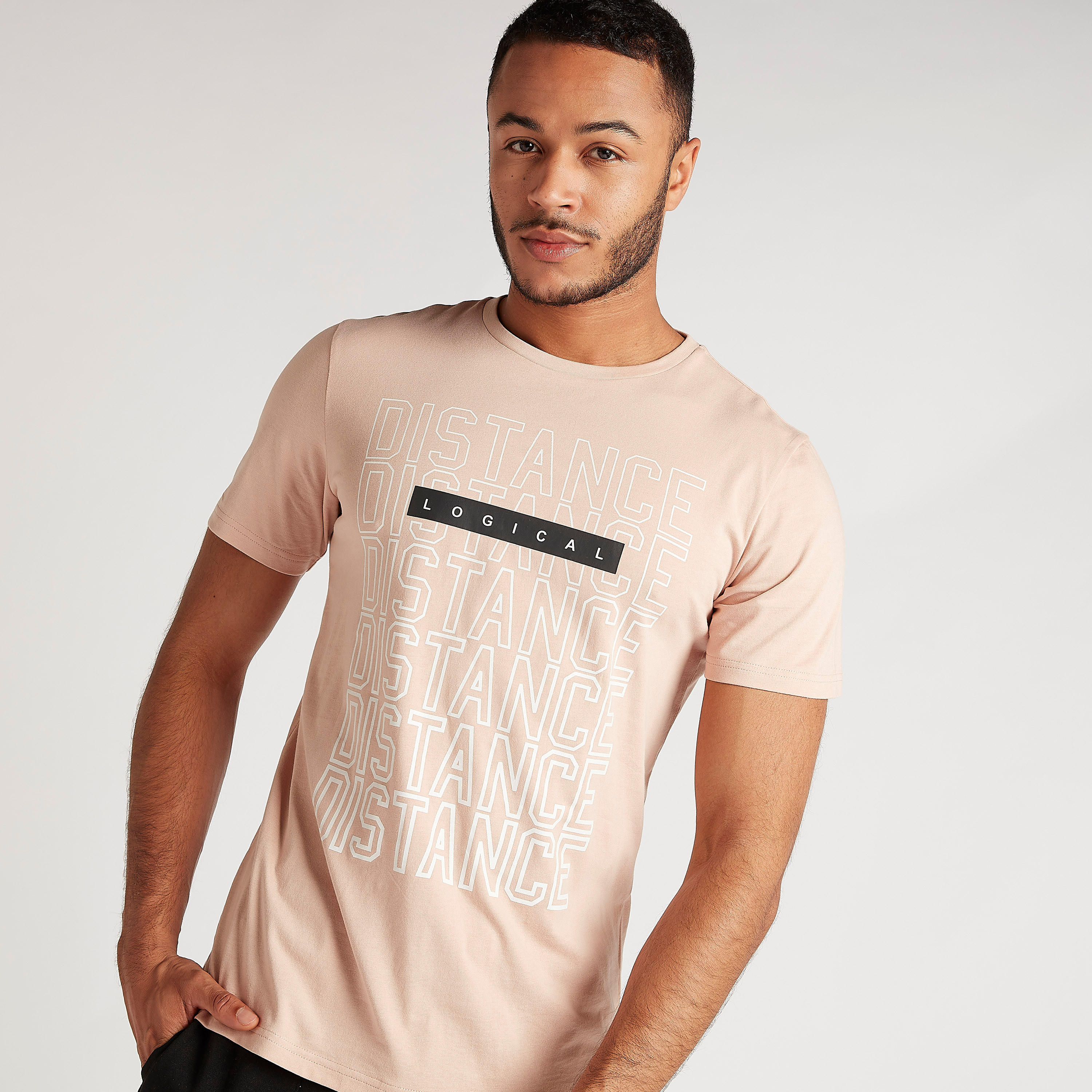 Typographic Print Crew Neck T-shirt with Short Sleeves-men-clothing-tshirtsandpolos-tshirts-image-1