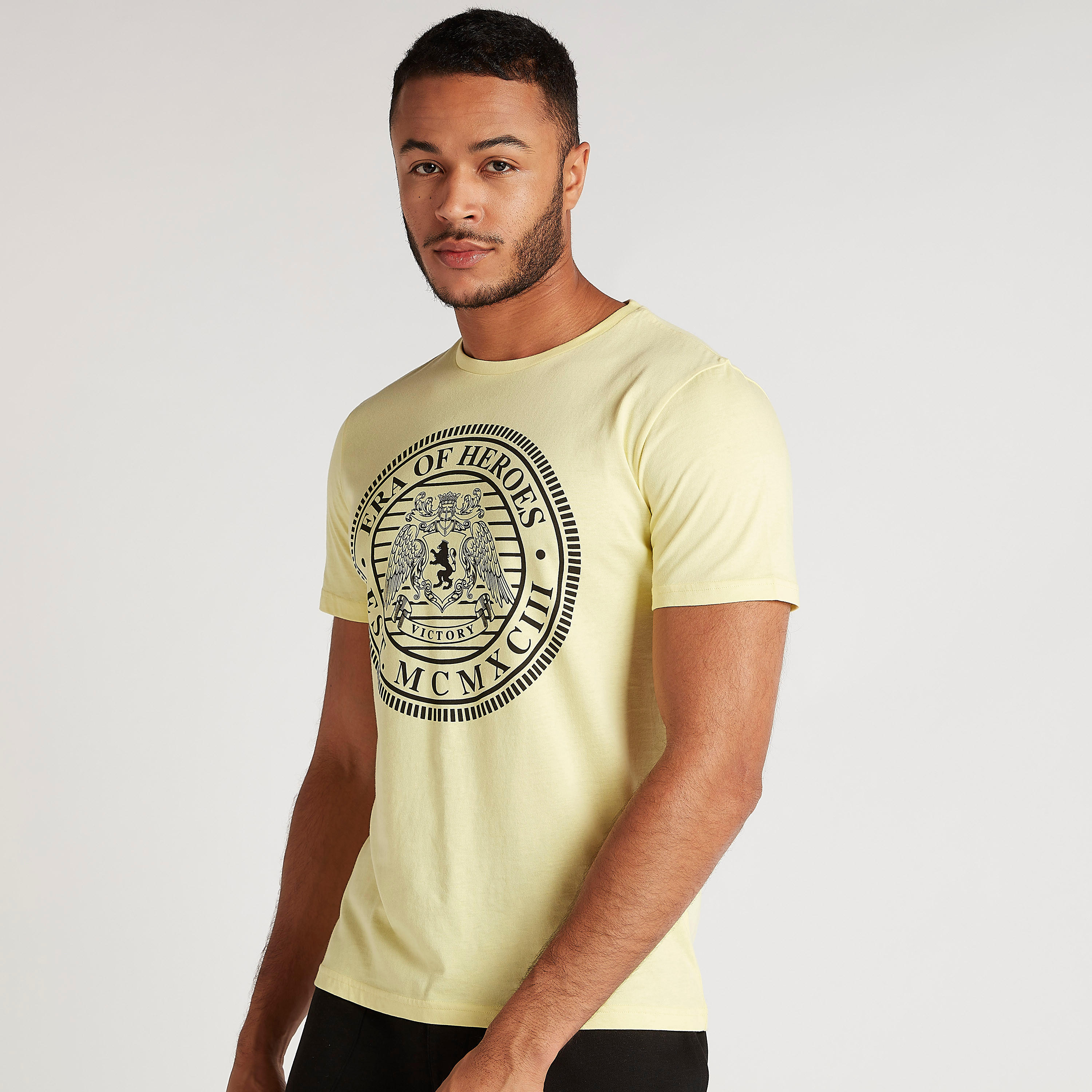 Printed Crew Neck T-shirt with Short Sleeves-men-clothing-tshirtsandpolos-tshirts-image-1