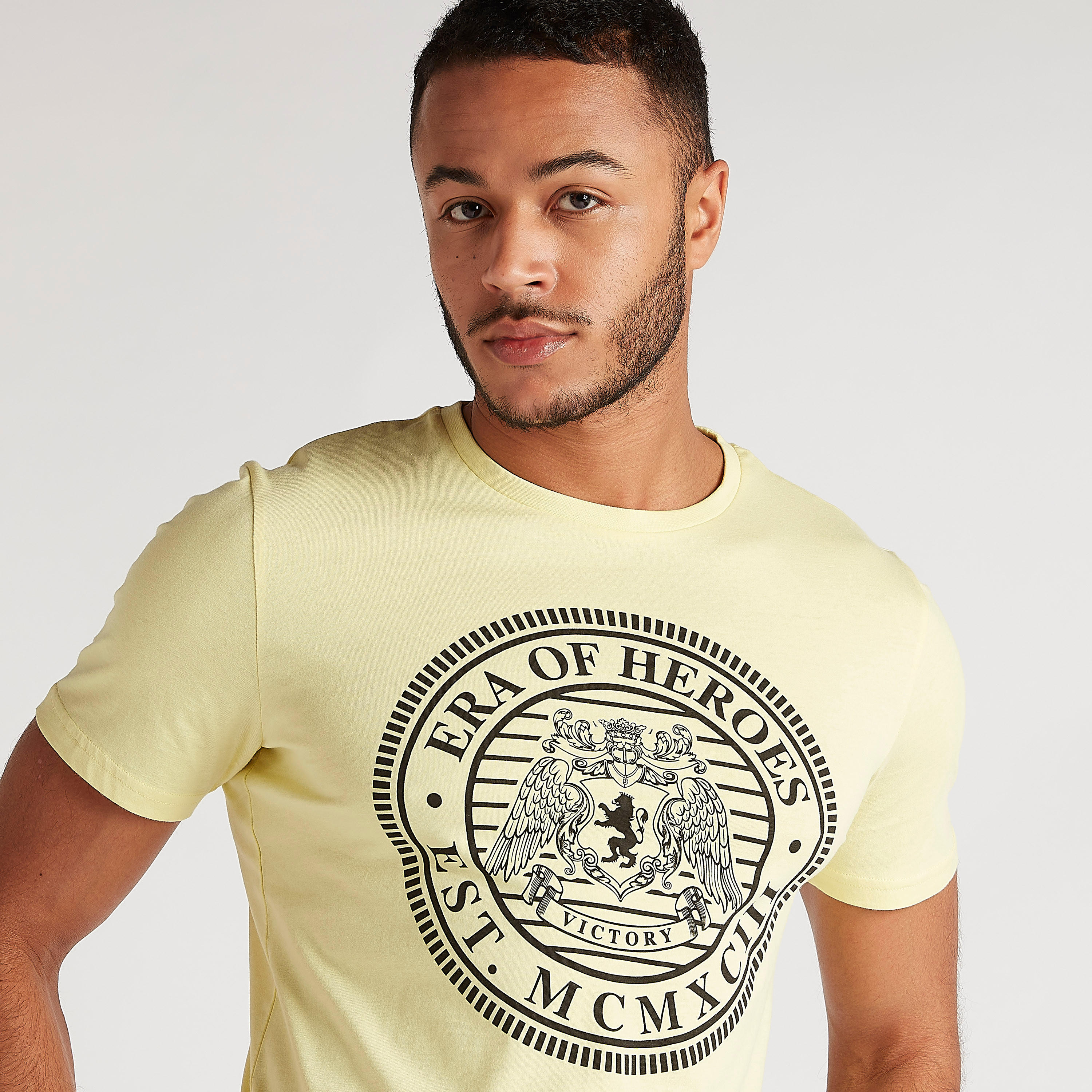 Printed Crew Neck T-shirt with Short Sleeves-men-clothing-tshirtsandpolos-tshirts-image-3