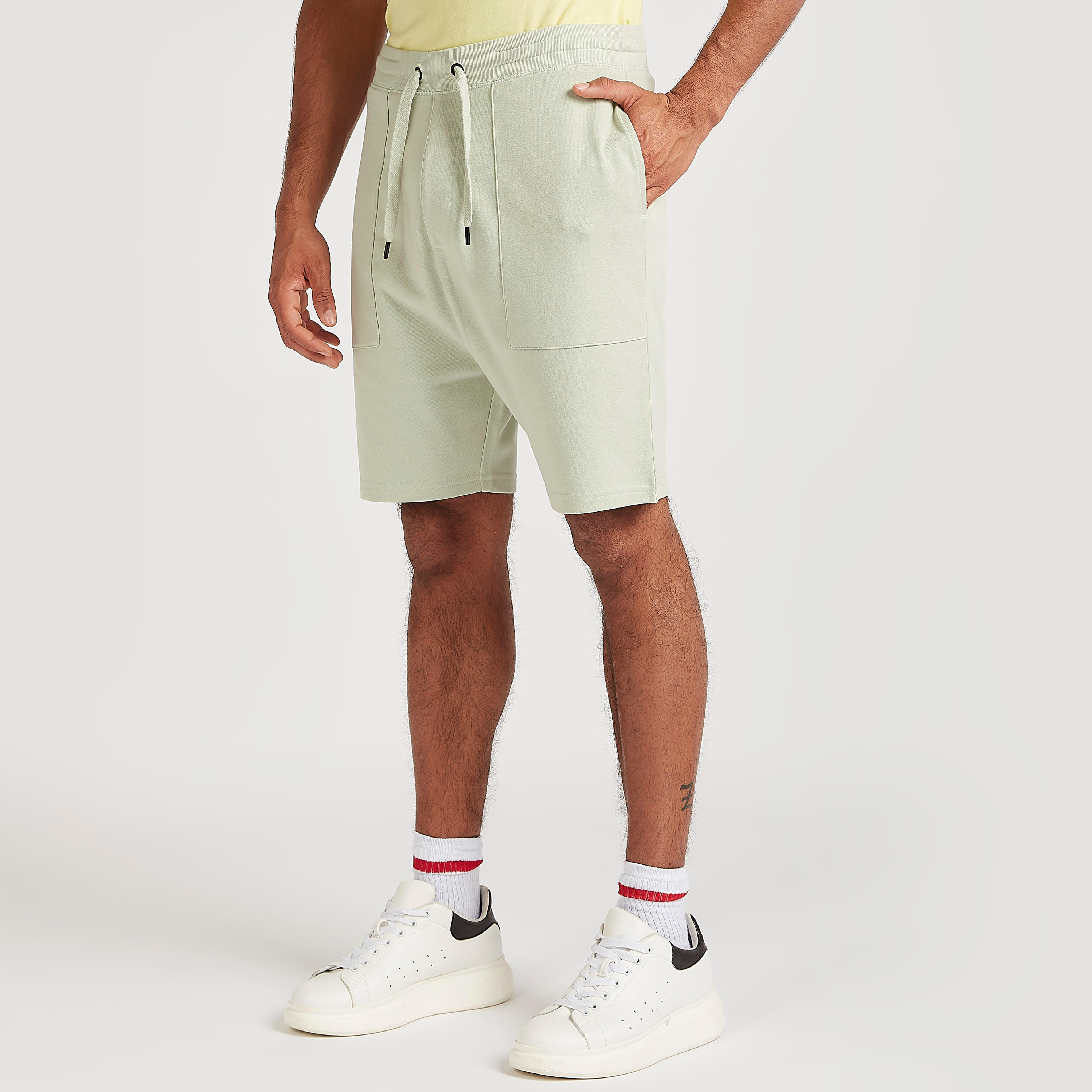 Solid Shorts with Drawstring Closure and Pockets-men-clothing-bottoms-shorts-image-1