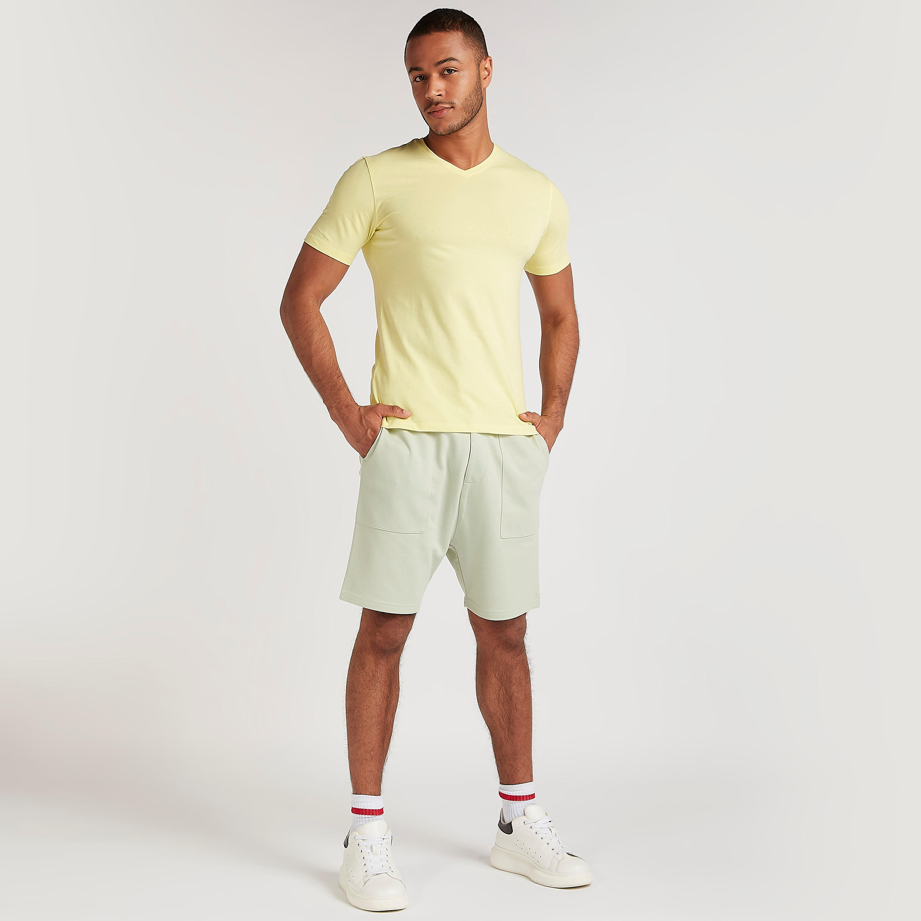 Solid Shorts with Drawstring Closure and Pockets-men-clothing-bottoms-shorts-image-2