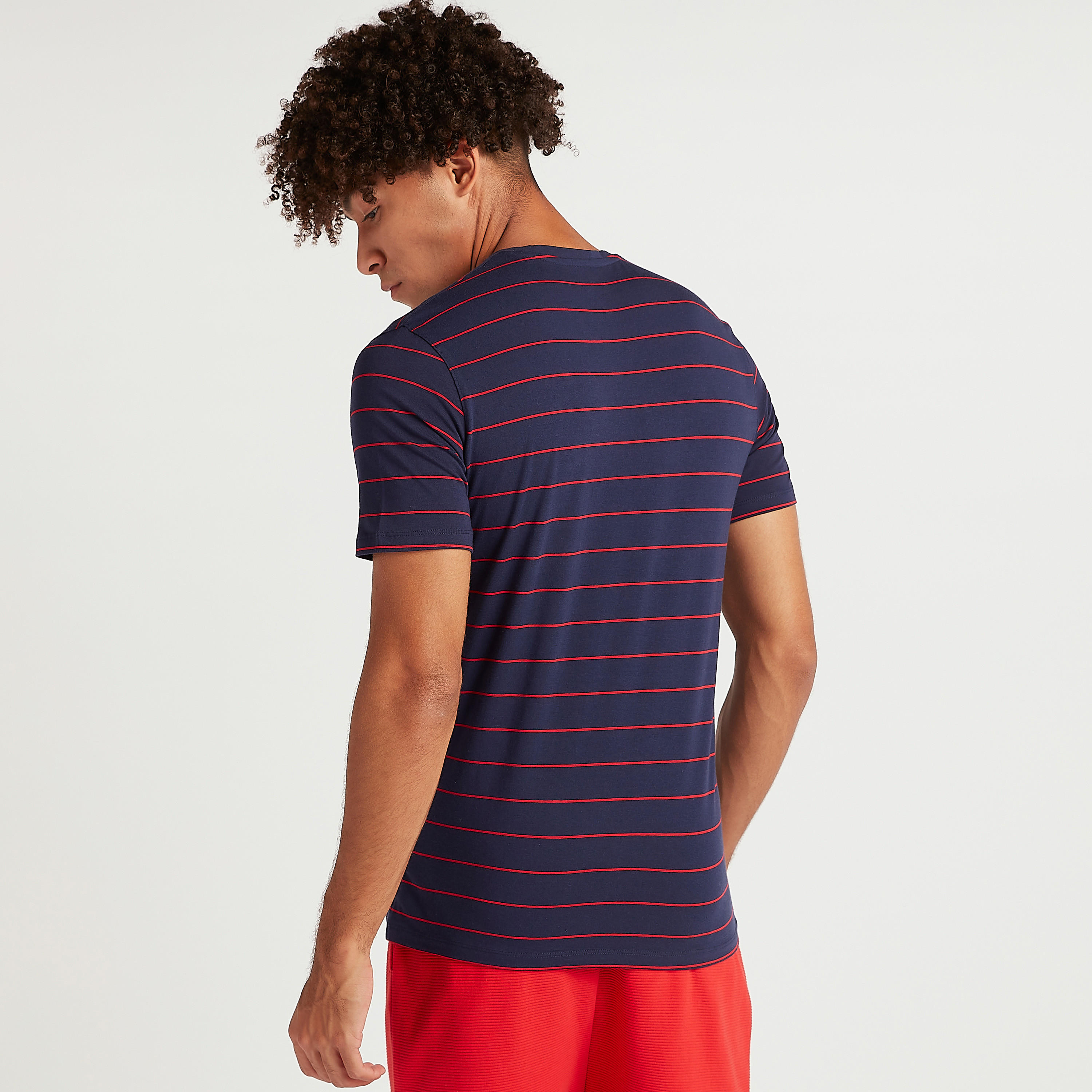 Striped T-shirt with V-neck and Short Sleeves-men-clothing-tshirtsandpolos-tshirts-image-4