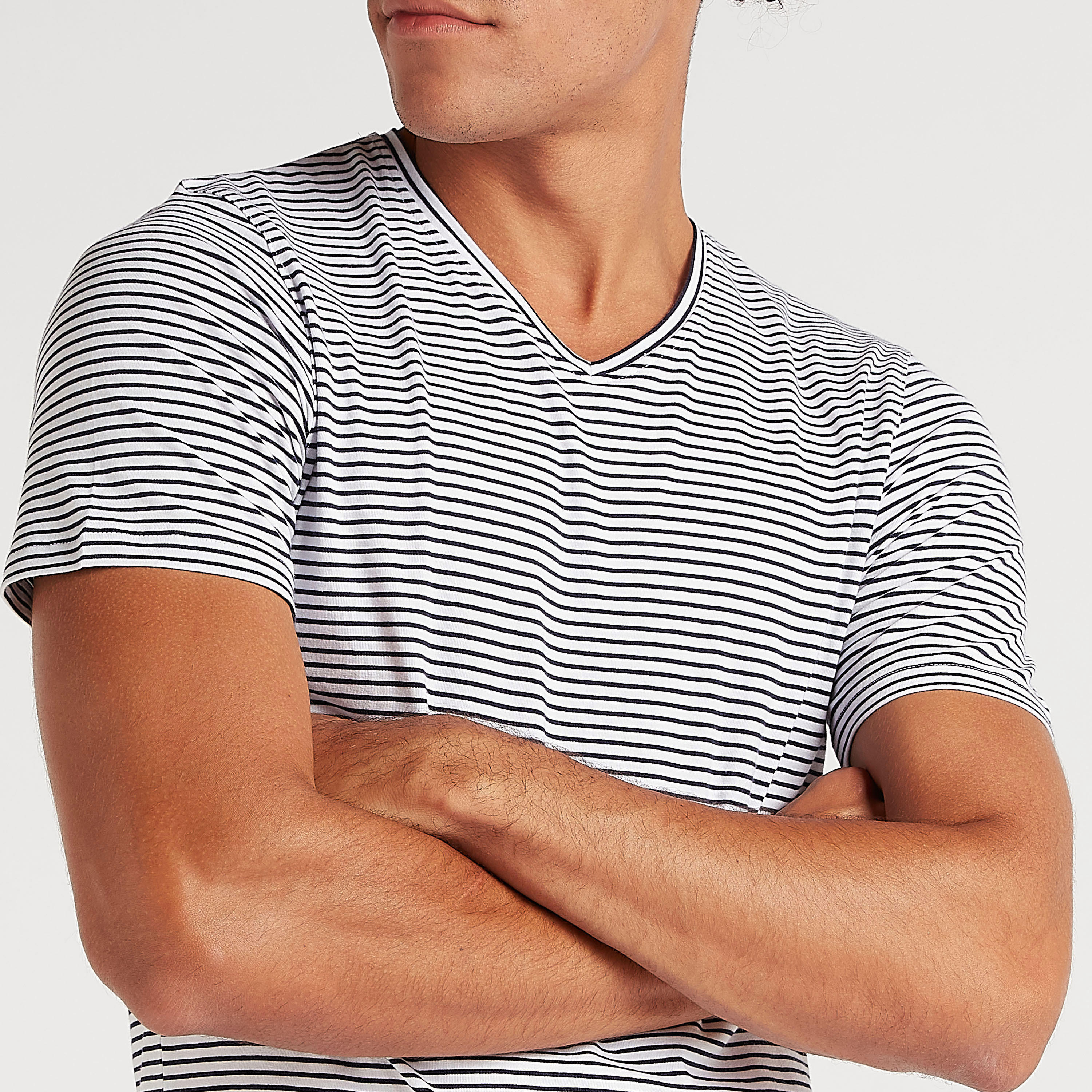 Striped T-shirt with Short Sleeves and V-neck-men-clothing-tshirtsandpolos-tshirts-image-3