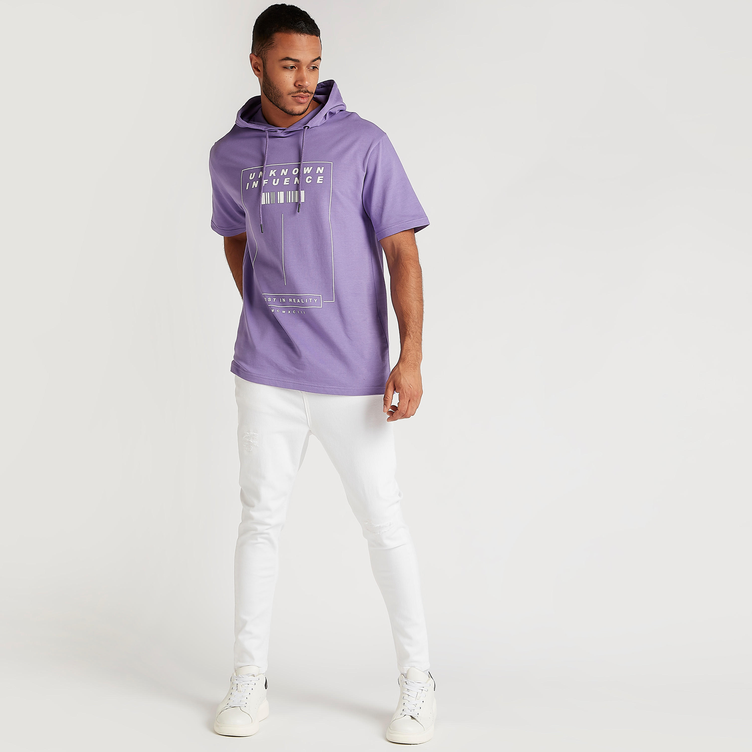Printed T-shirt with Short Sleeves and Hooded Neck-men-clothing-tshirtsandpolos-tshirts-image-2