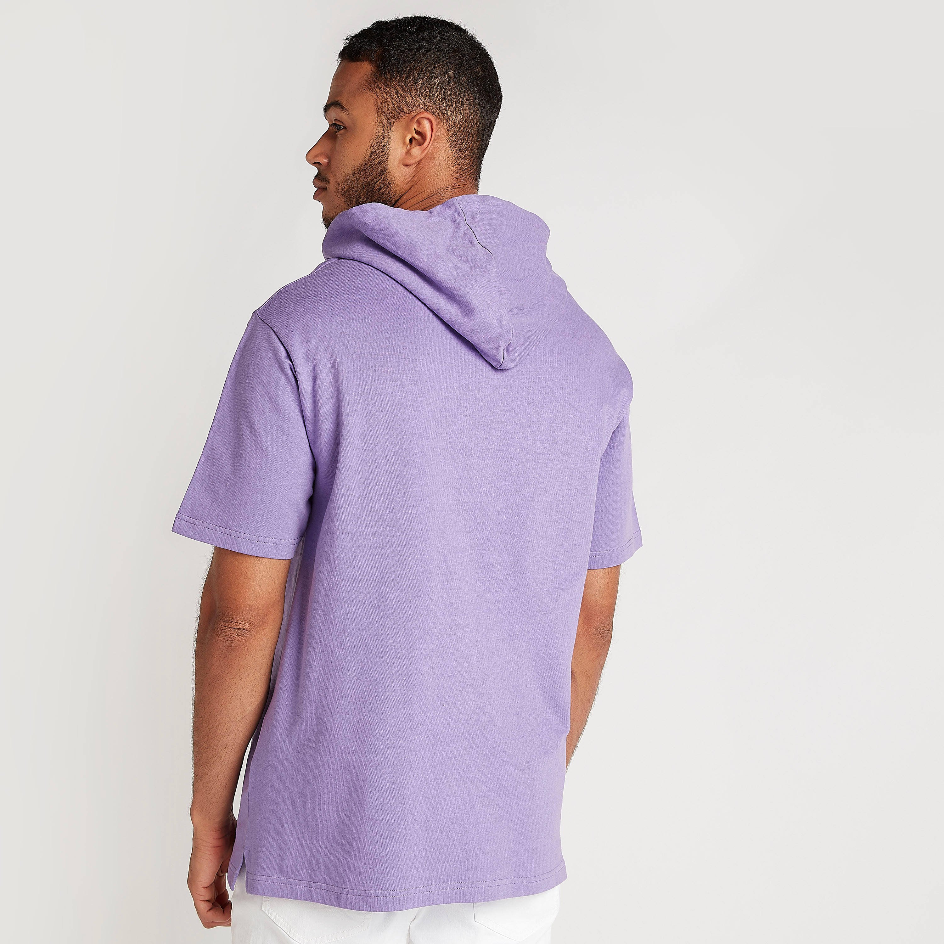 Printed T-shirt with Short Sleeves and Hooded Neck-men-clothing-tshirtsandpolos-tshirts-image-4