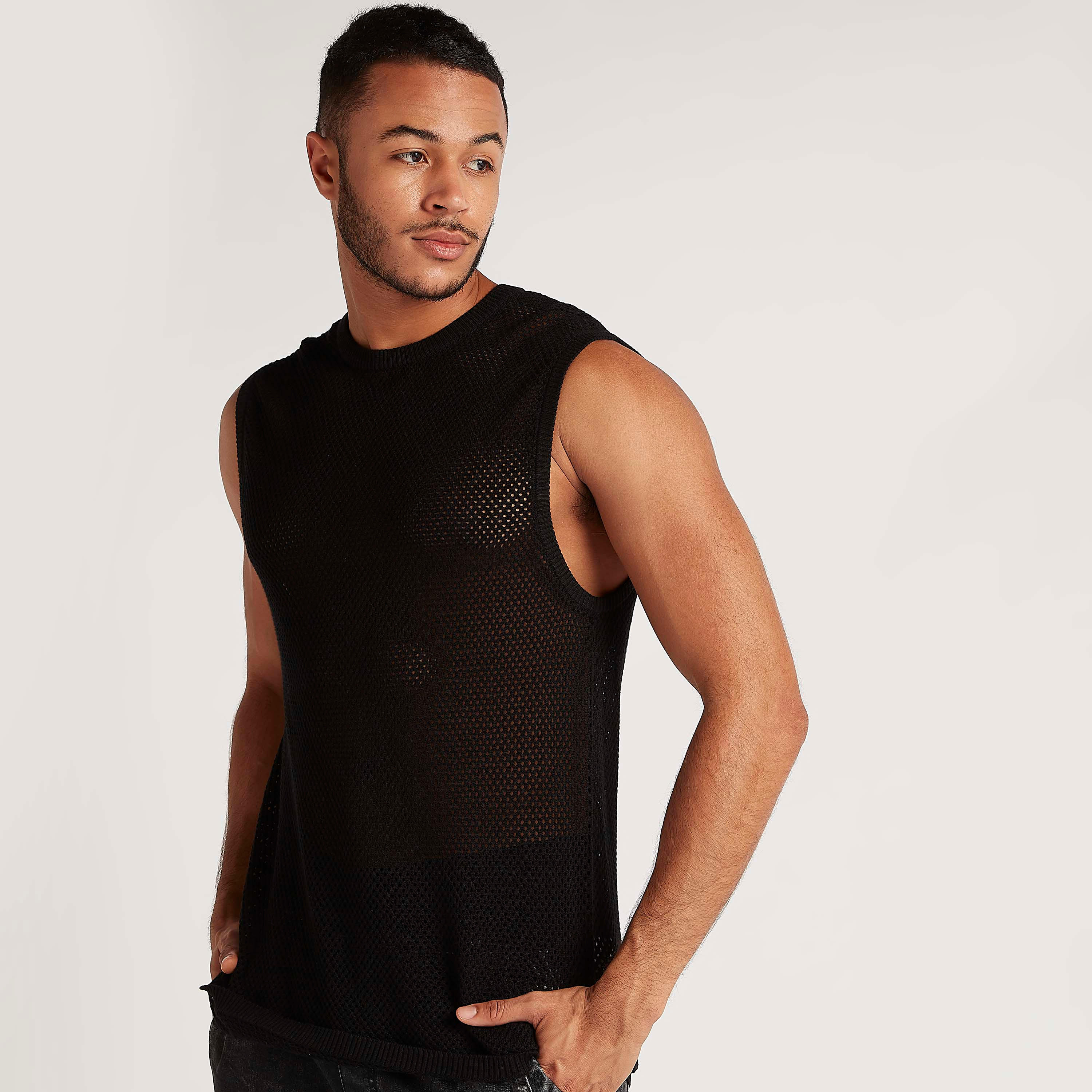 تيشيرت بارز الملمس بياقة ضيّقة-men-clothing-tshirtsandpolos-tshirts-image-5