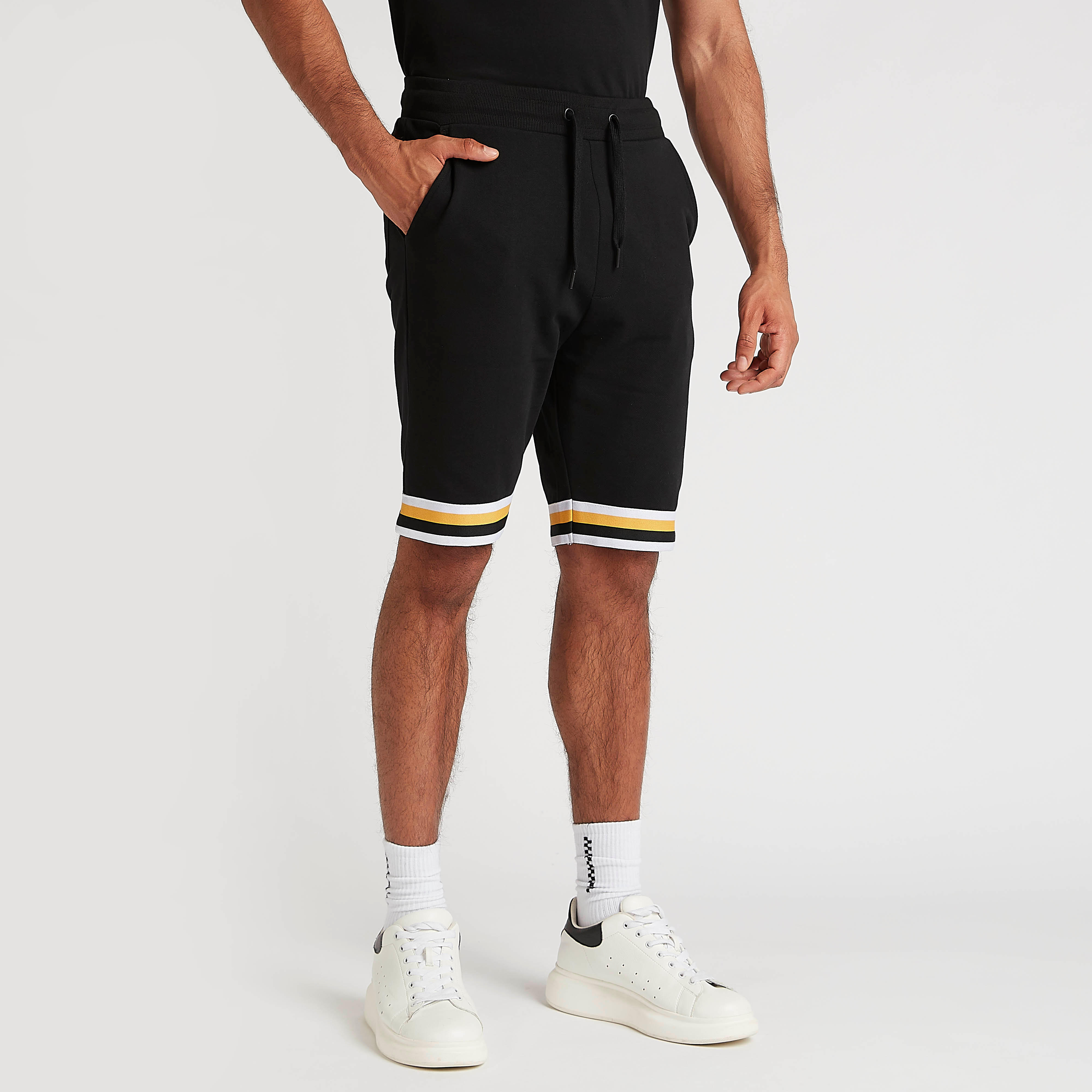 Striped Mid-Rise Shorts with Drawstring Closure-men-clothing-bottoms-shorts-image-1