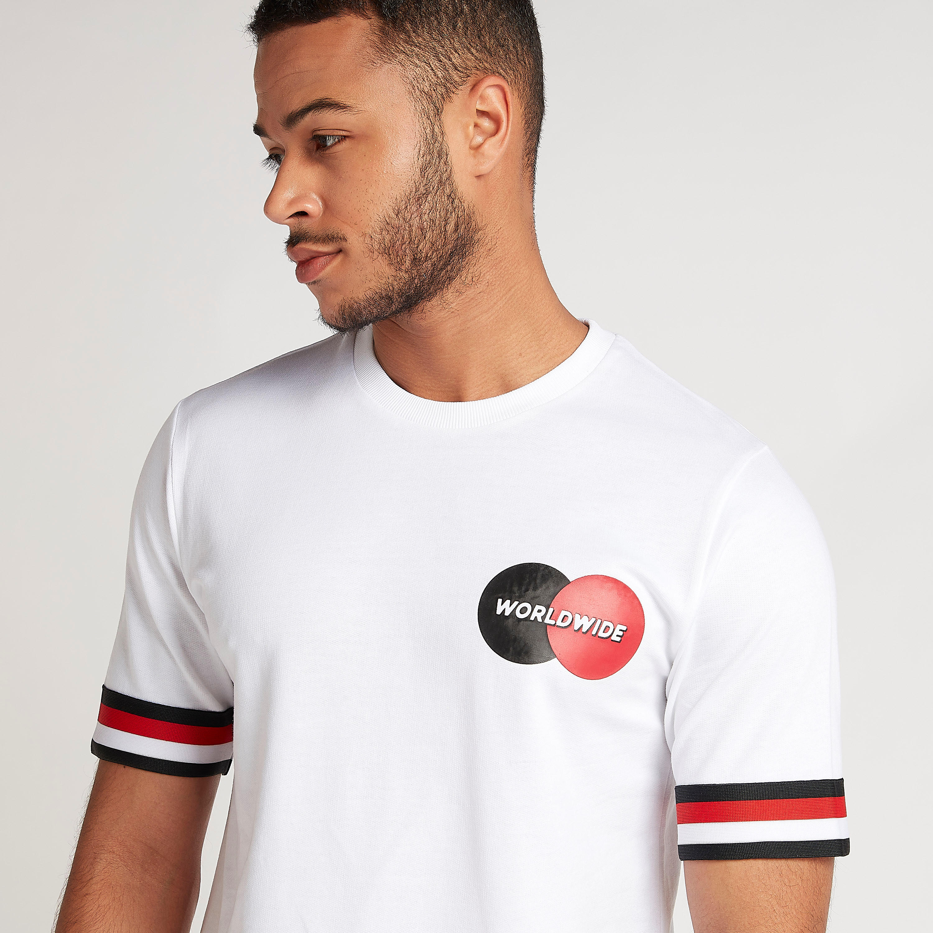 Printed Crew Neck T-shirt with Tape Detailed Sleeves-men-clothing-tshirtsandpolos-tshirts-image-3