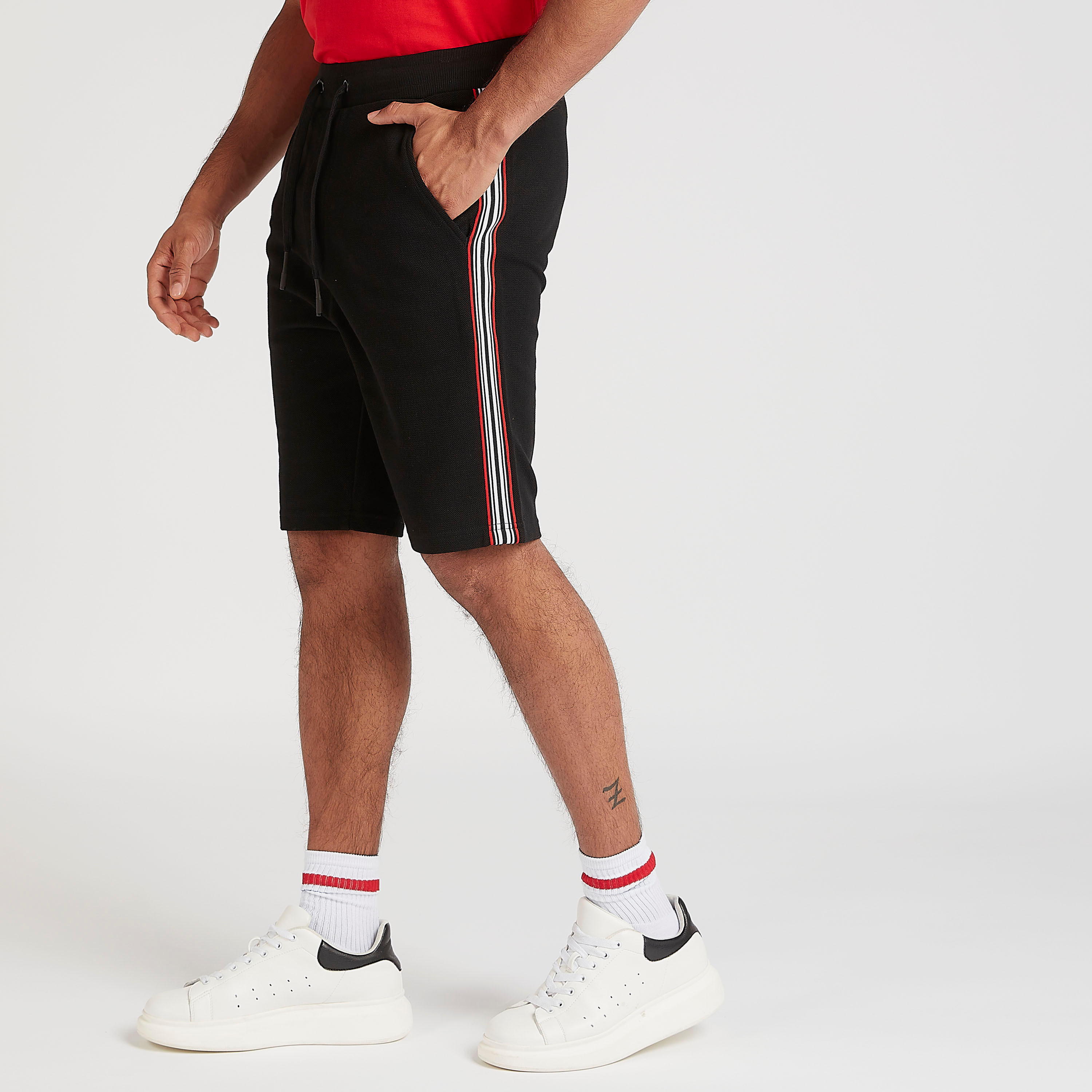 Striped Mid-Rise Shorts with Elasticated Waistband-men-clothing-bottoms-shorts-image-1