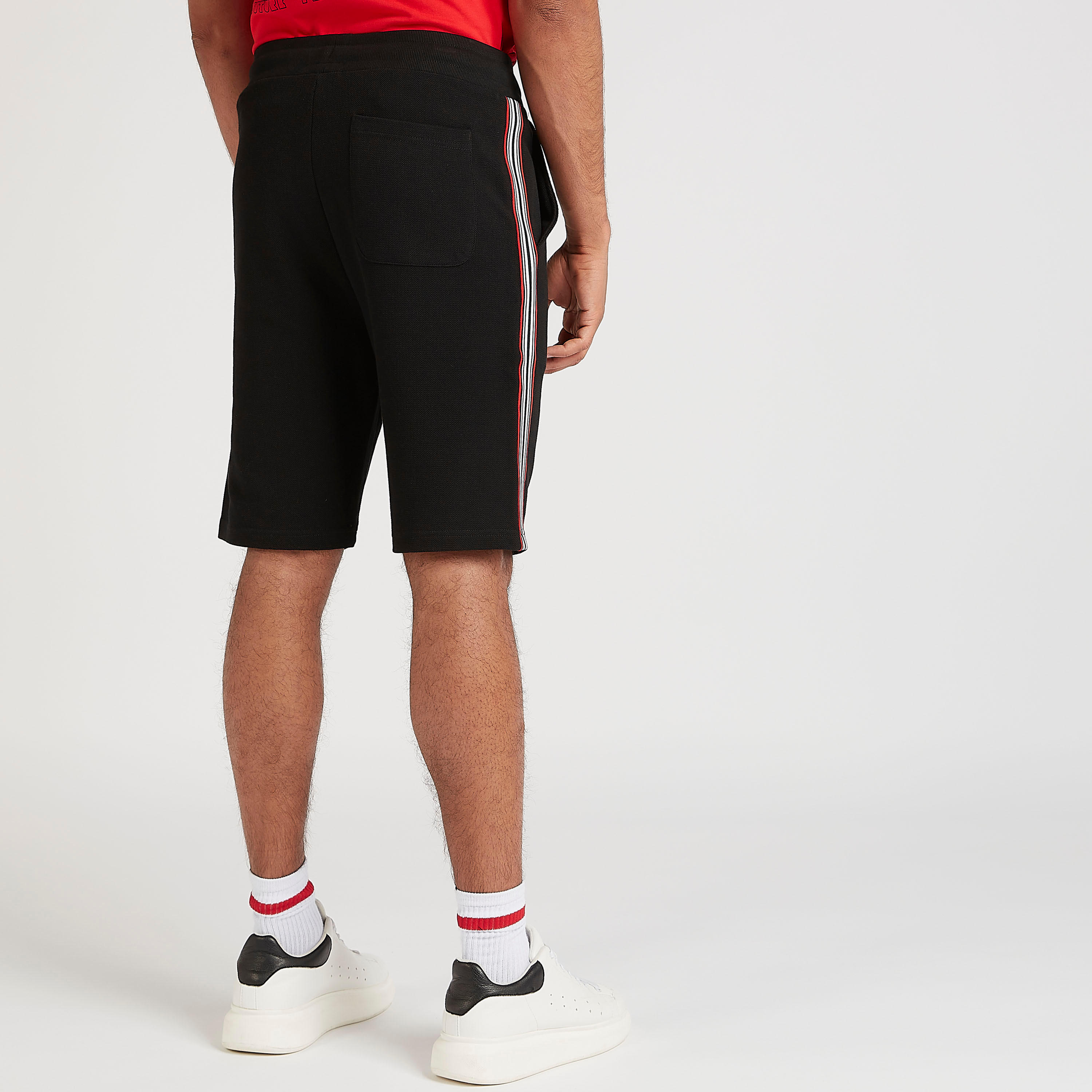 Striped Mid-Rise Shorts with Elasticated Waistband-men-clothing-bottoms-shorts-image-4