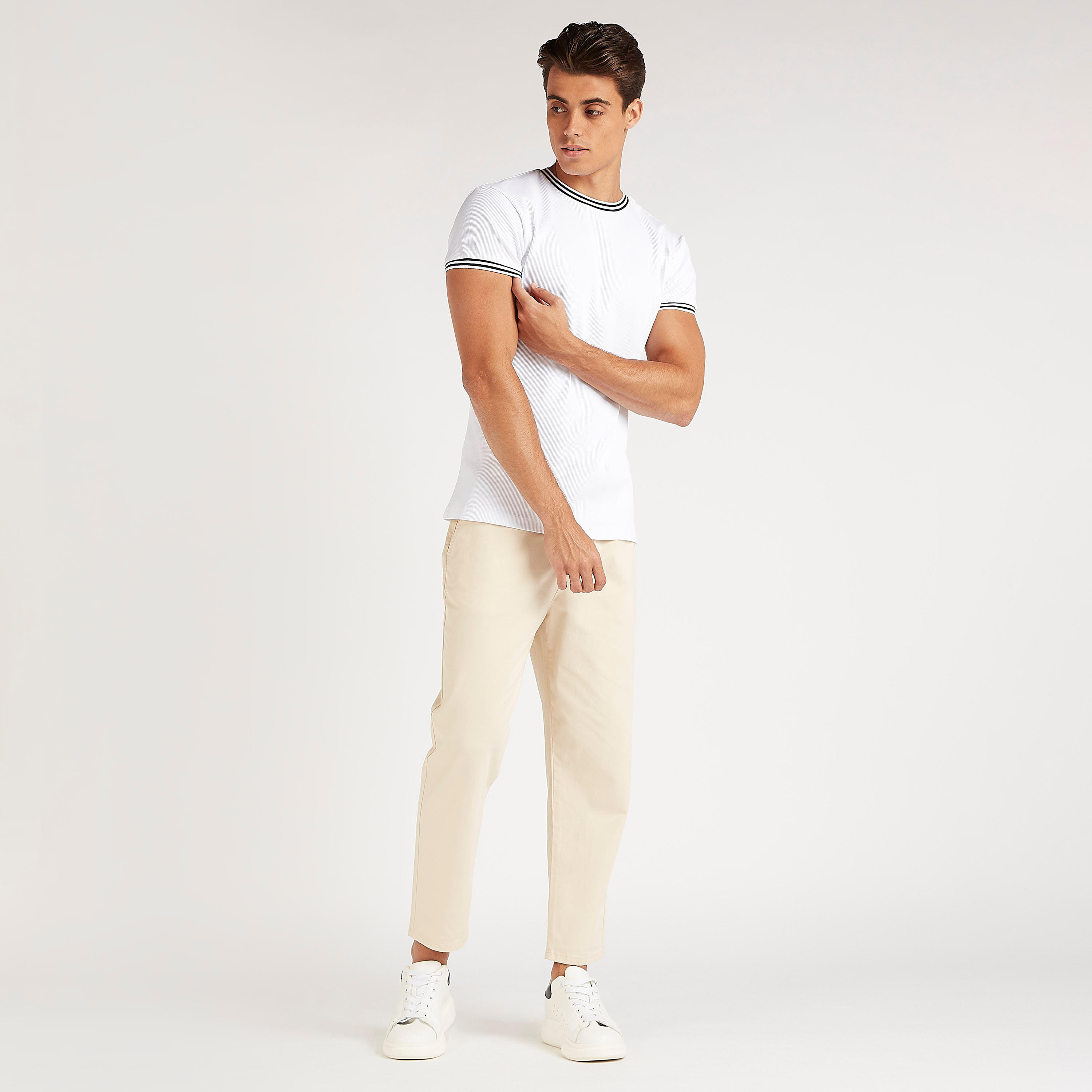 Ribbed Crew Neck T-shirt with Tipping Detail-men-clothing-tshirtsandpolos-tshirts-image-2