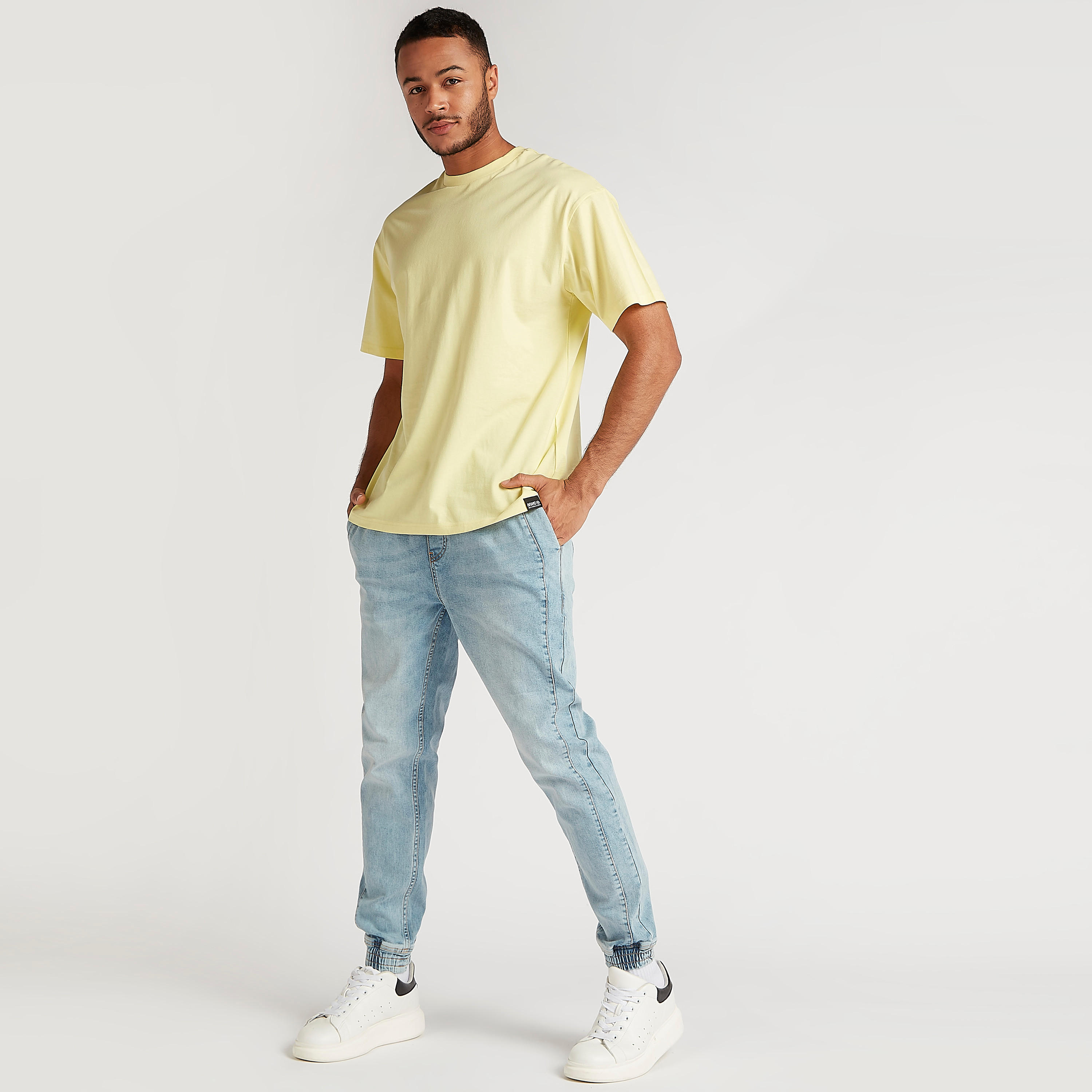 Solid Crew Neck T-shirt with Short Sleeves-men-clothing-tshirtsandpolos-tshirts-image-2