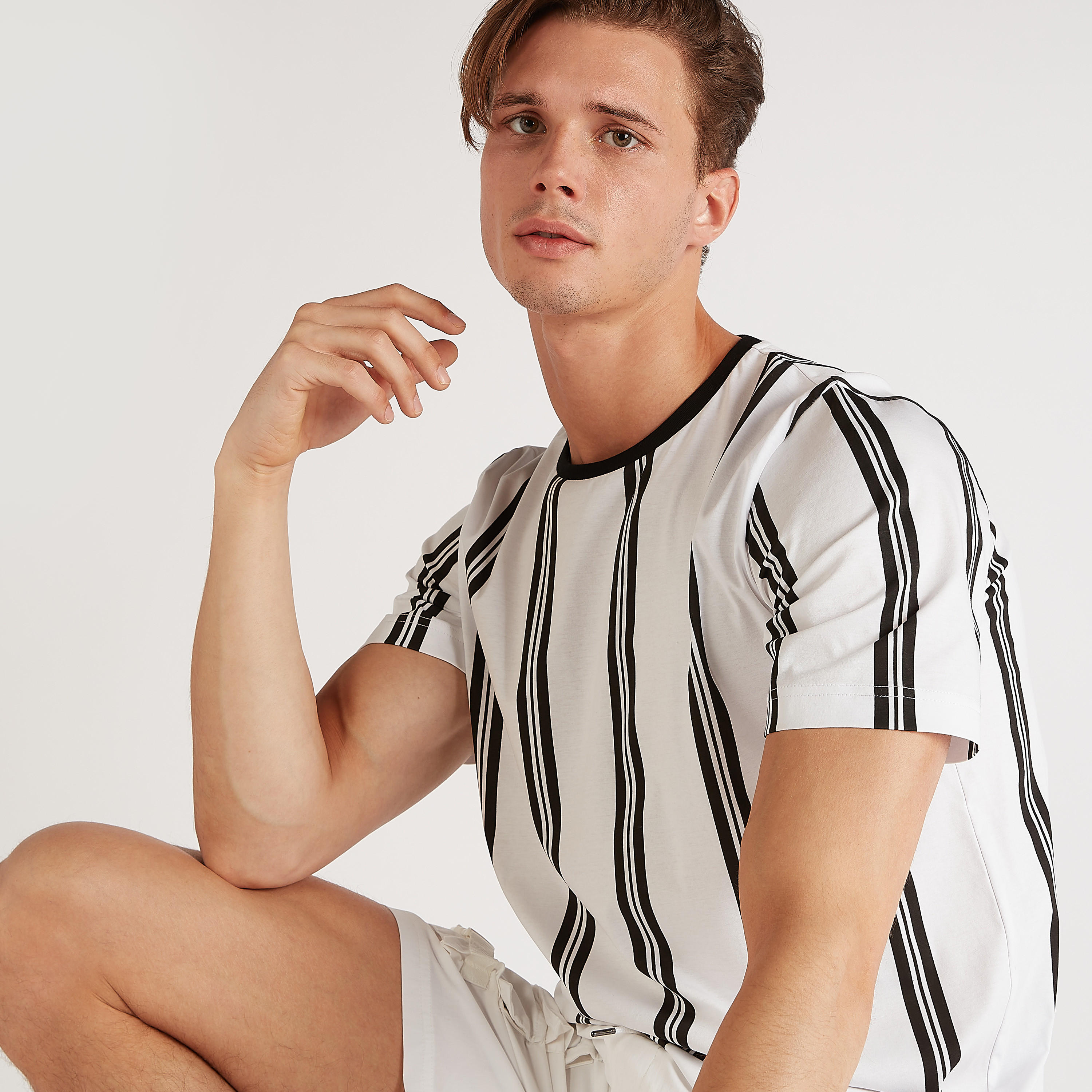 Striped T-shirt with Short Sleeves and Crew Neck-men-clothing-tshirtsandpolos-tshirts-image-6