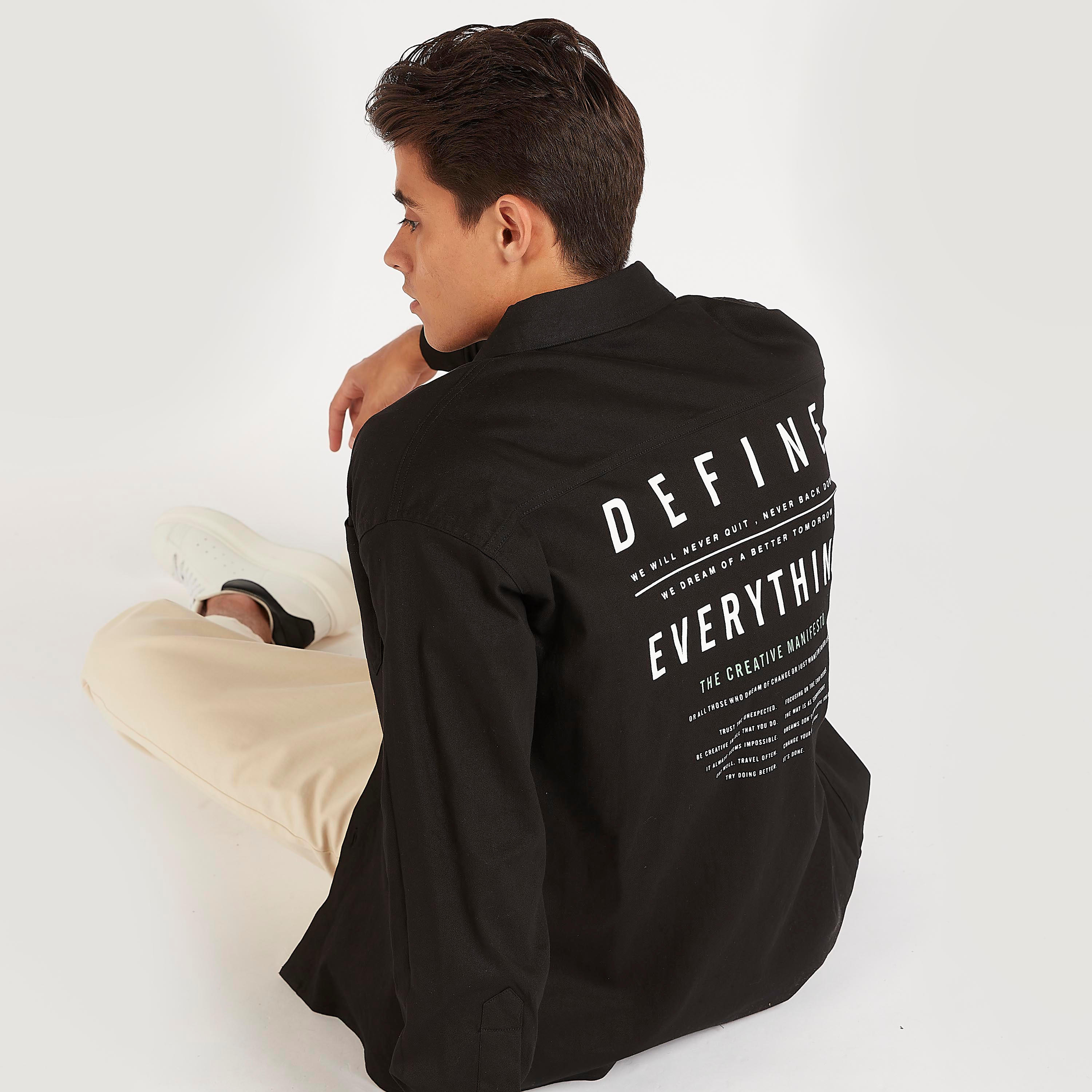 Typographic Print Shirt with Long Sleeves and Patch Pocket-men-clothing-shirts-image-4