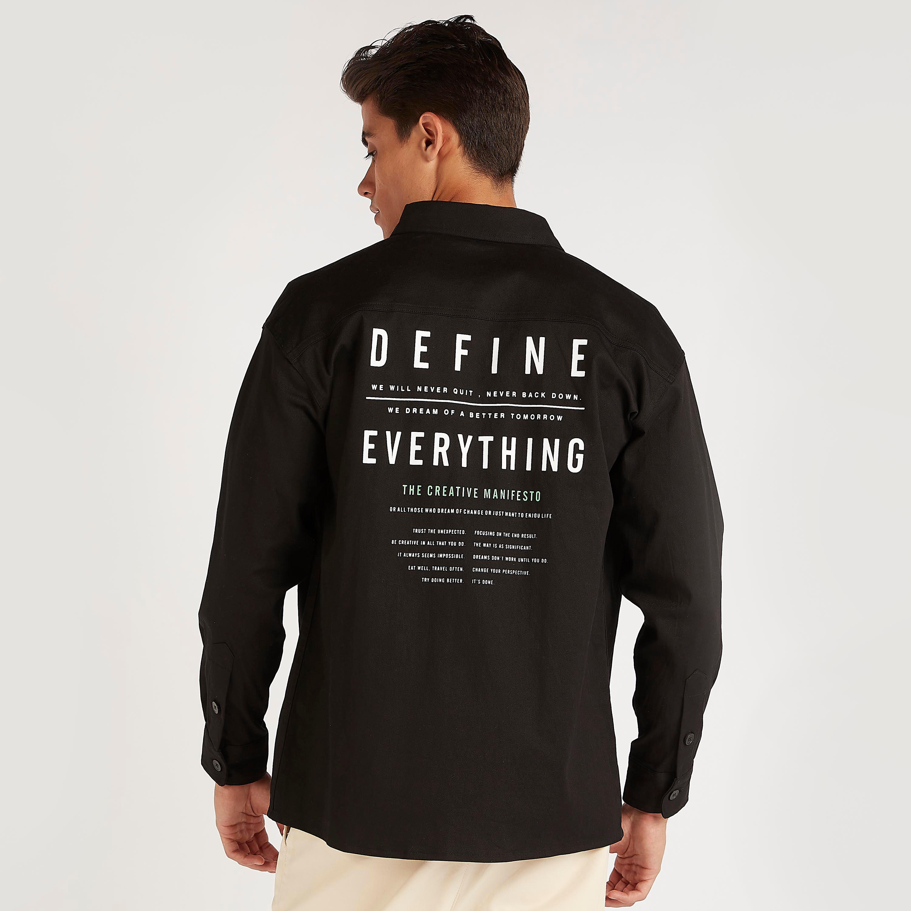 Typographic Print Shirt with Long Sleeves and Patch Pocket-men-clothing-shirts-image-7