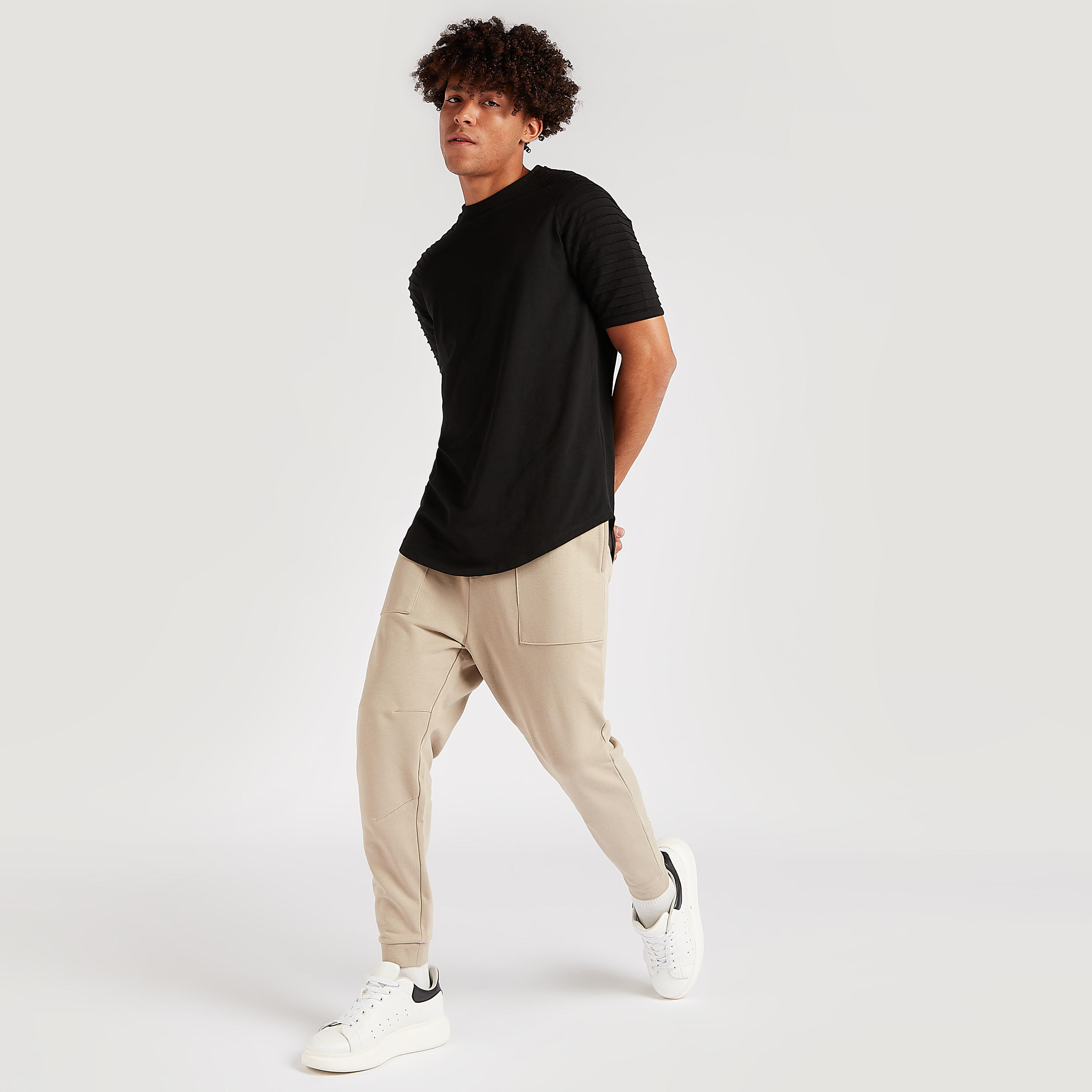 Crew Neck T-shirt with Short Textured Sleeves-men-clothing-tshirtsandpolos-tshirts-image-2