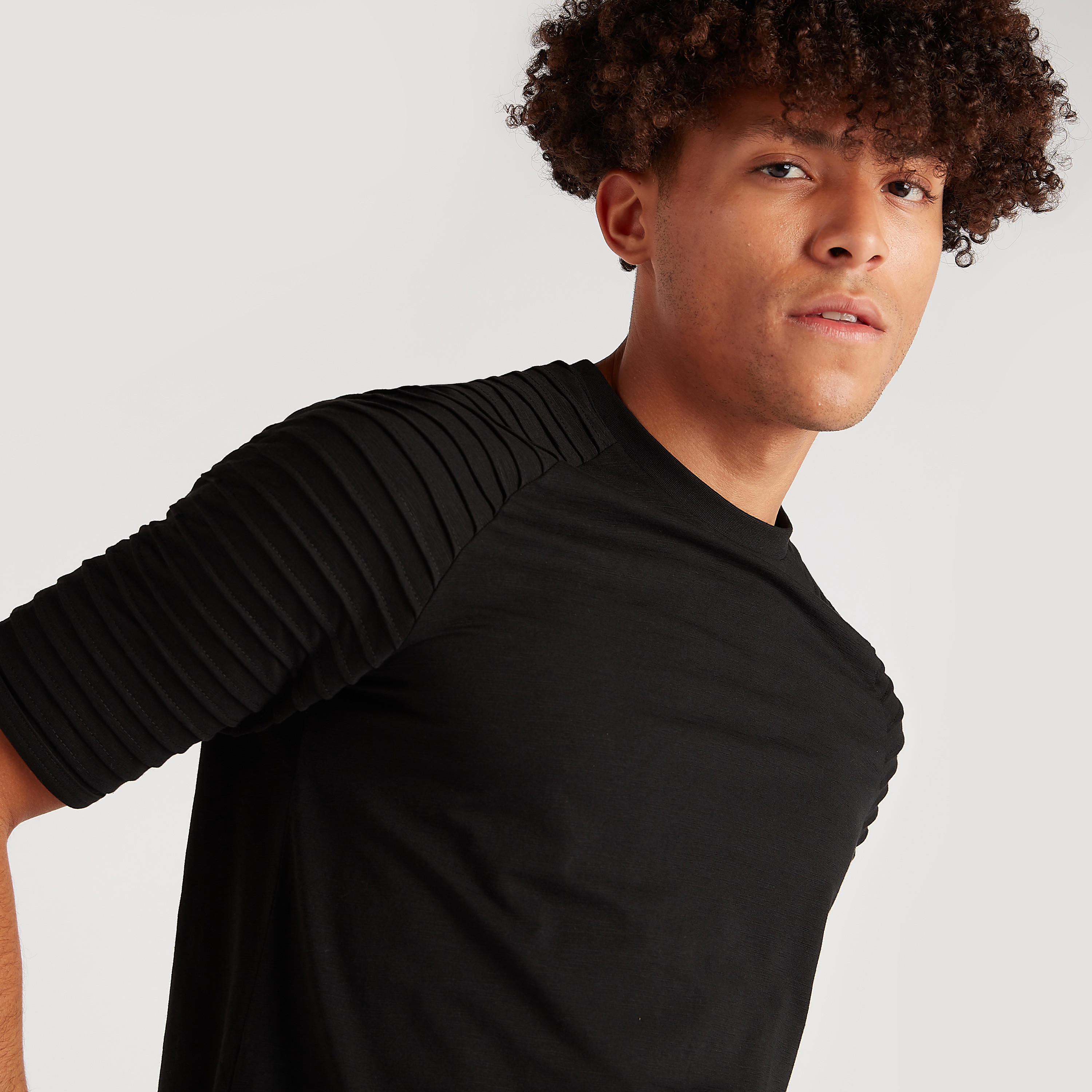 Crew Neck T-shirt with Short Textured Sleeves-men-clothing-tshirtsandpolos-tshirts-image-3