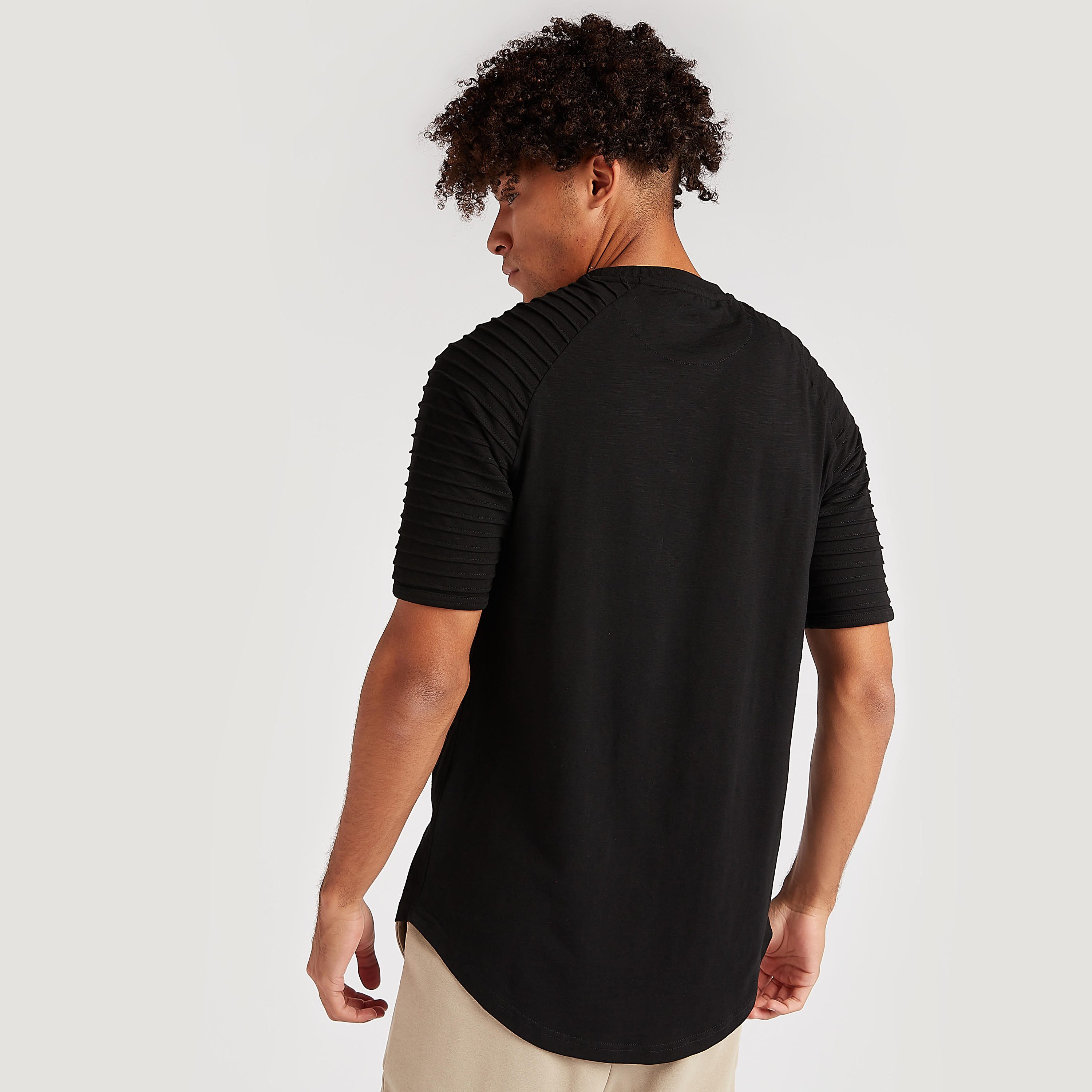 Crew Neck T-shirt with Short Textured Sleeves-men-clothing-tshirtsandpolos-tshirts-image-4