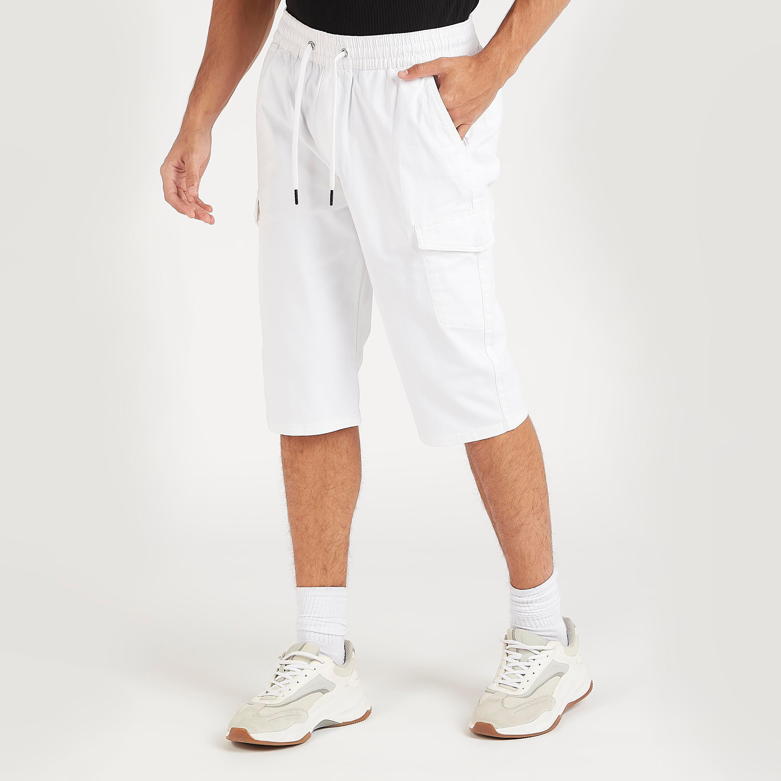Solid Mid-Rise Shorts with Drawstring Closure and Pockets-men-clothing-bottoms-shorts-image-1