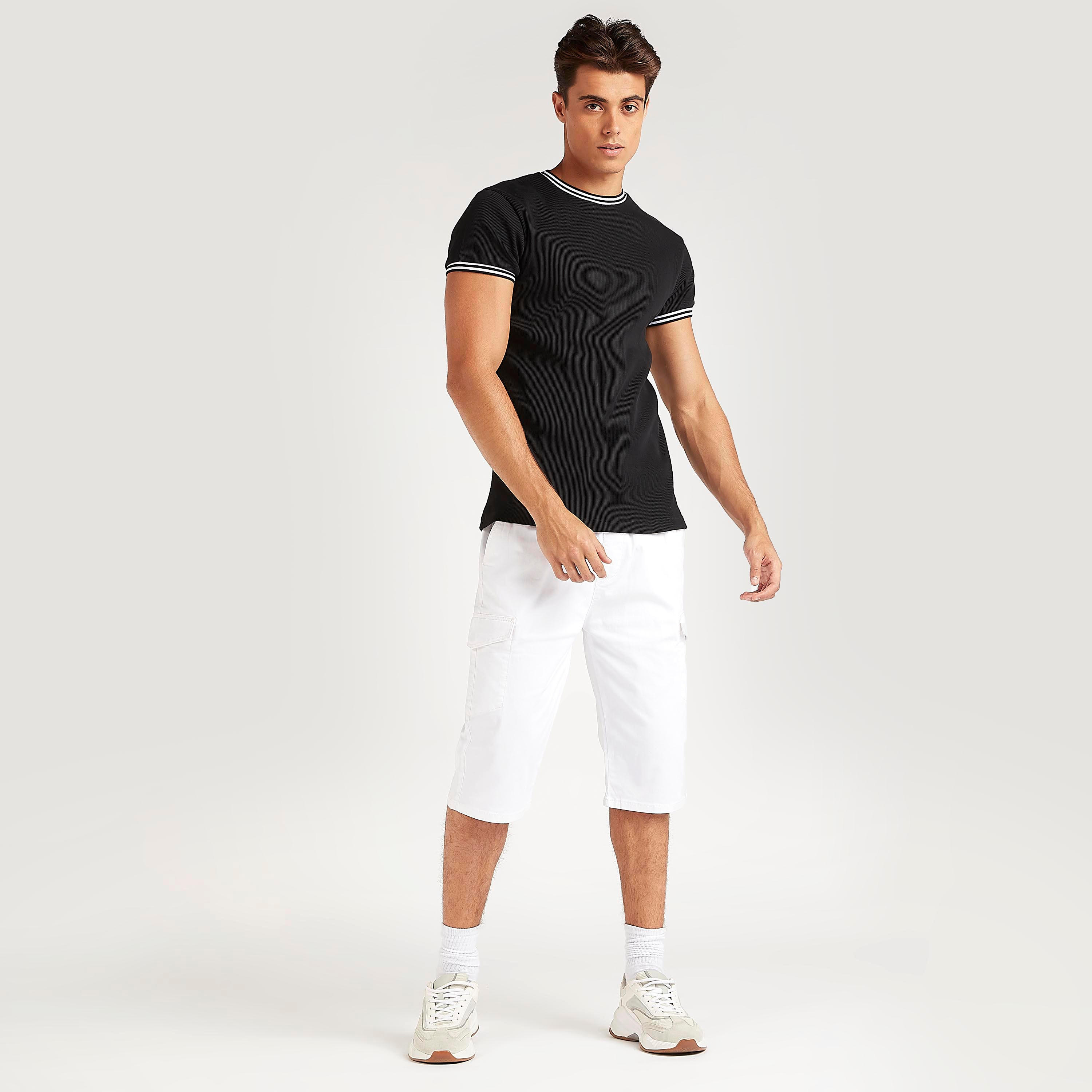 Solid Mid-Rise Shorts with Drawstring Closure and Pockets-men-clothing-bottoms-shorts-image-2