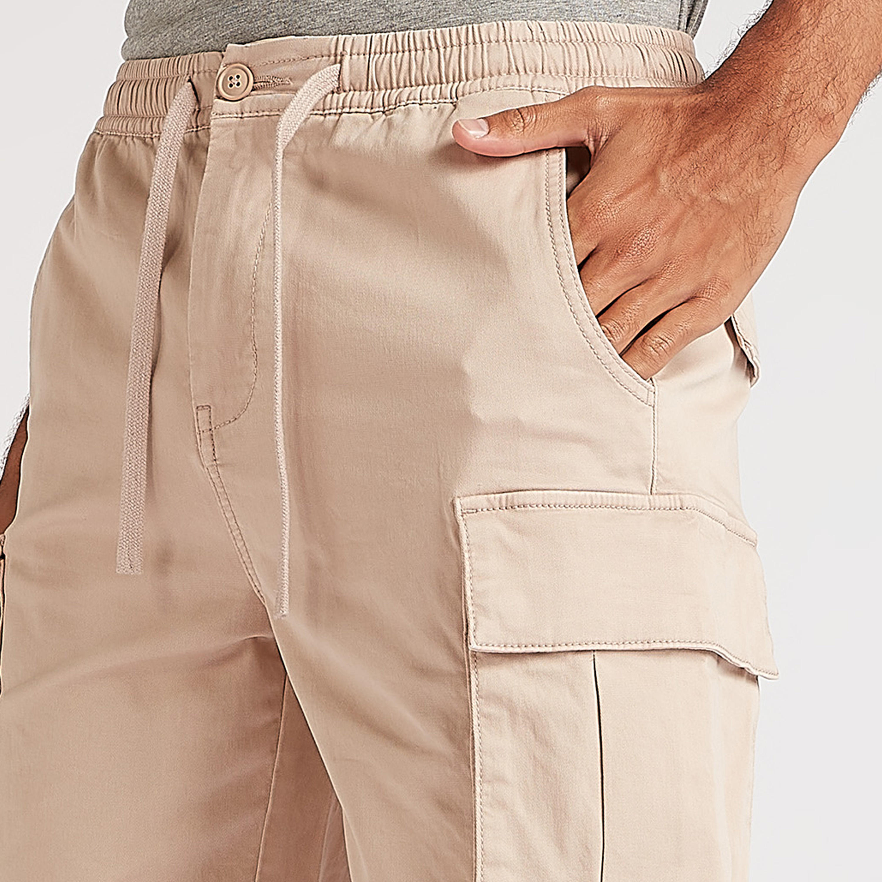 Solid Mid-Rise Shorts with Drawstring Closure and Pockets-men-clothing-bottoms-shorts-image-4