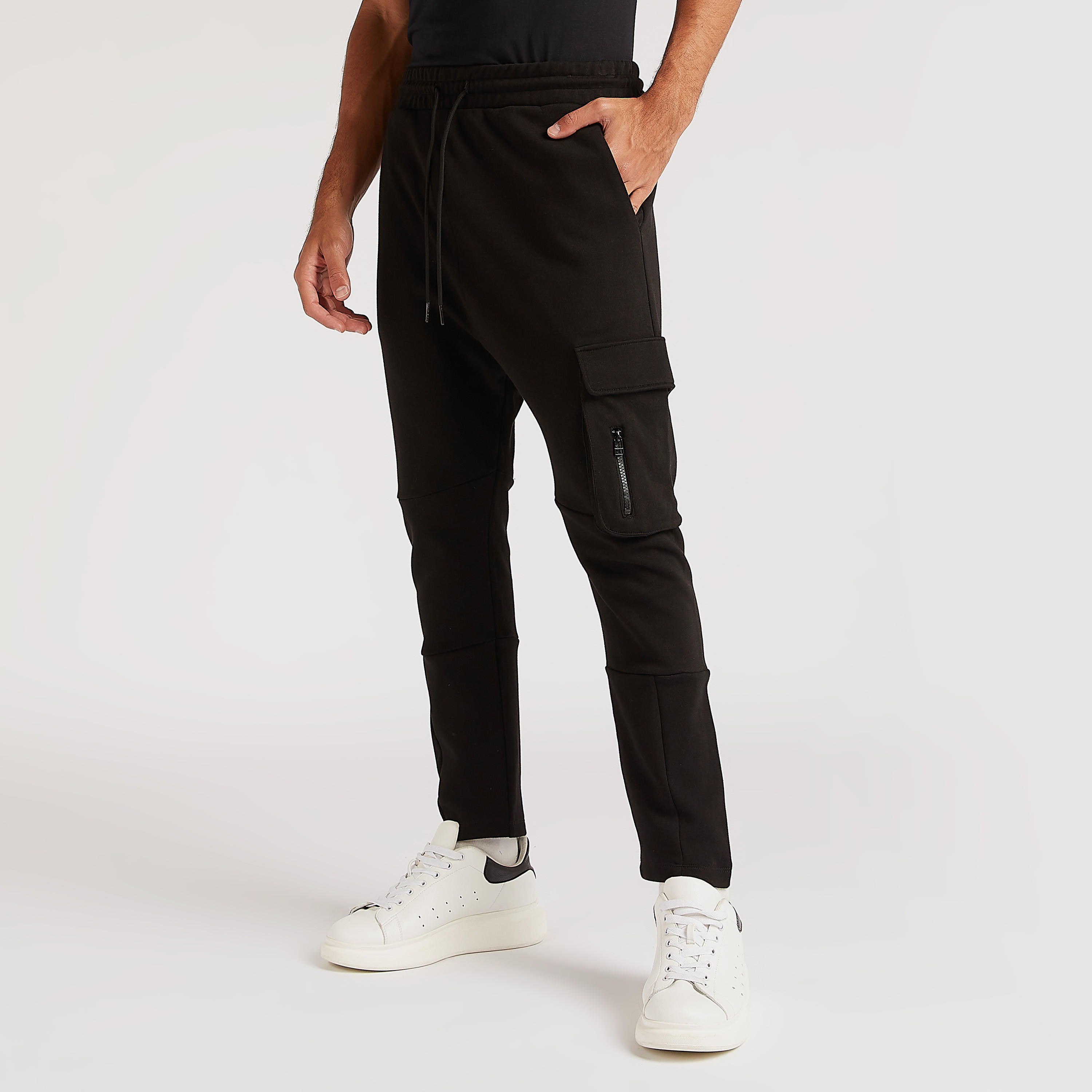 Solid Mid-Rise Pants with Drawstring and Pockets-men-clothing-bottoms-trousersandchinos-trousers-image-1