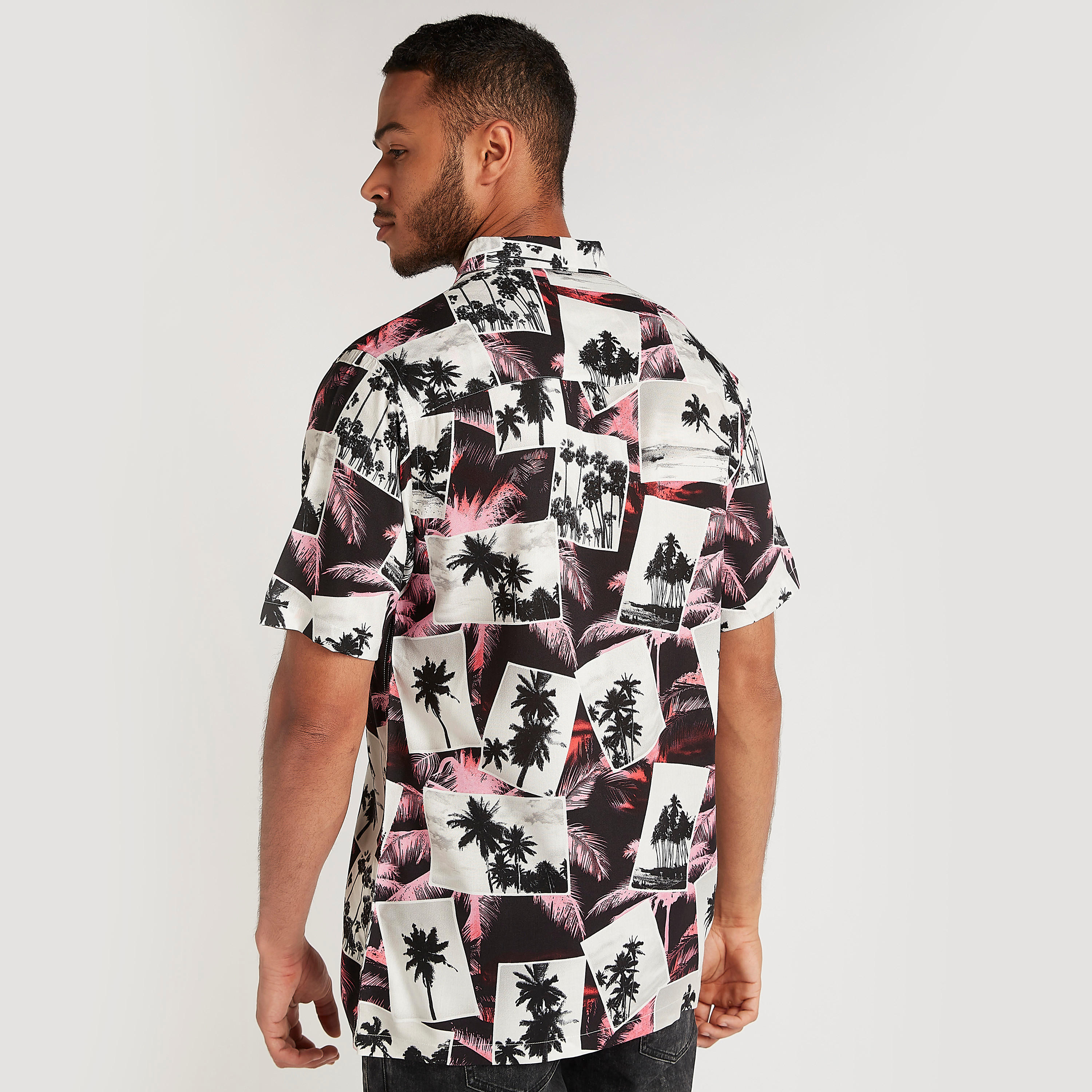 Sustainable Printed Relaxed Fit Shirt with Short Sleeves-men-clothing-shirts-image-4