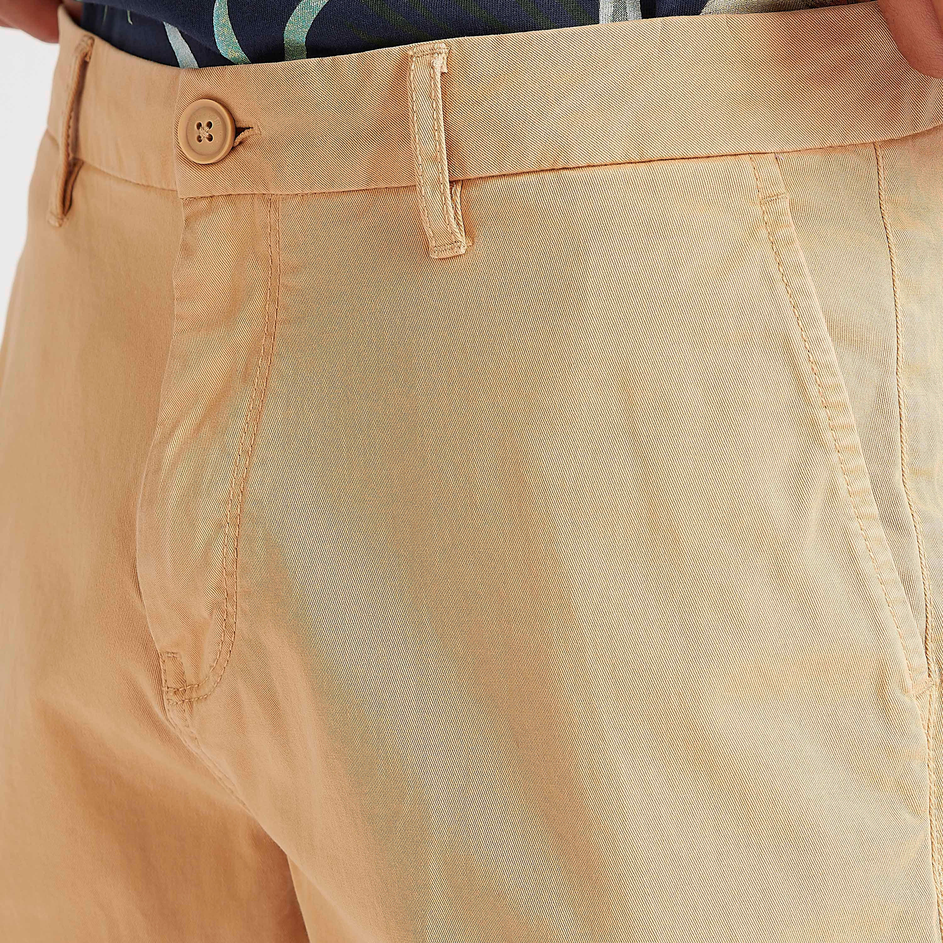 Solid Mid-Rise Shorts with Button Closure-men-clothing-bottoms-shorts-image-3