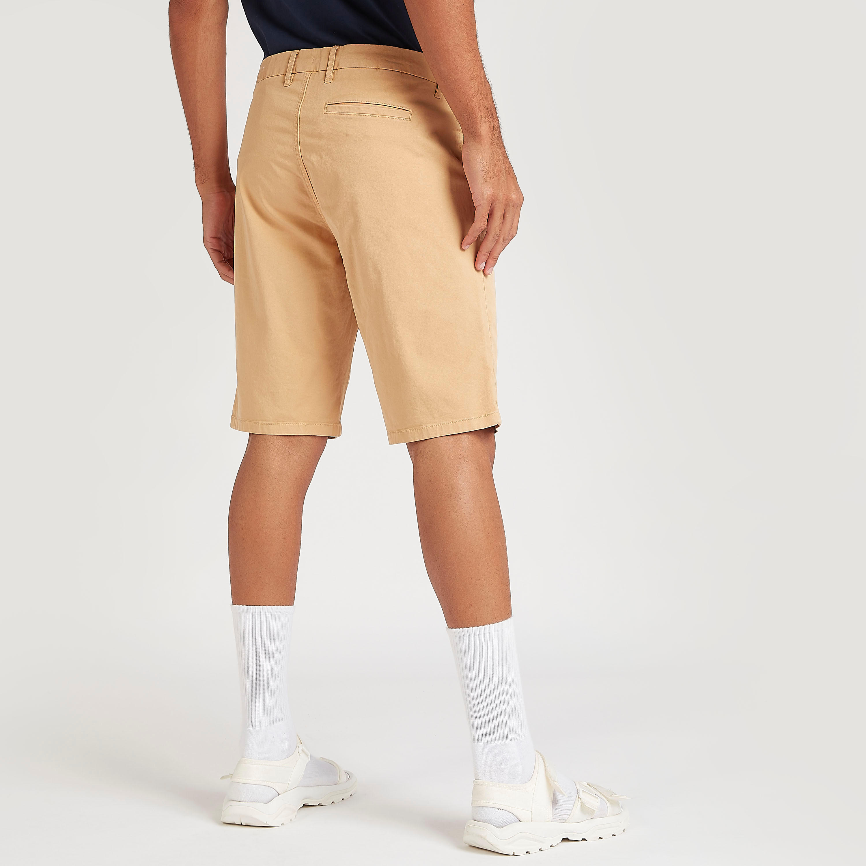 Solid Mid-Rise Shorts with Button Closure-men-clothing-bottoms-shorts-image-4