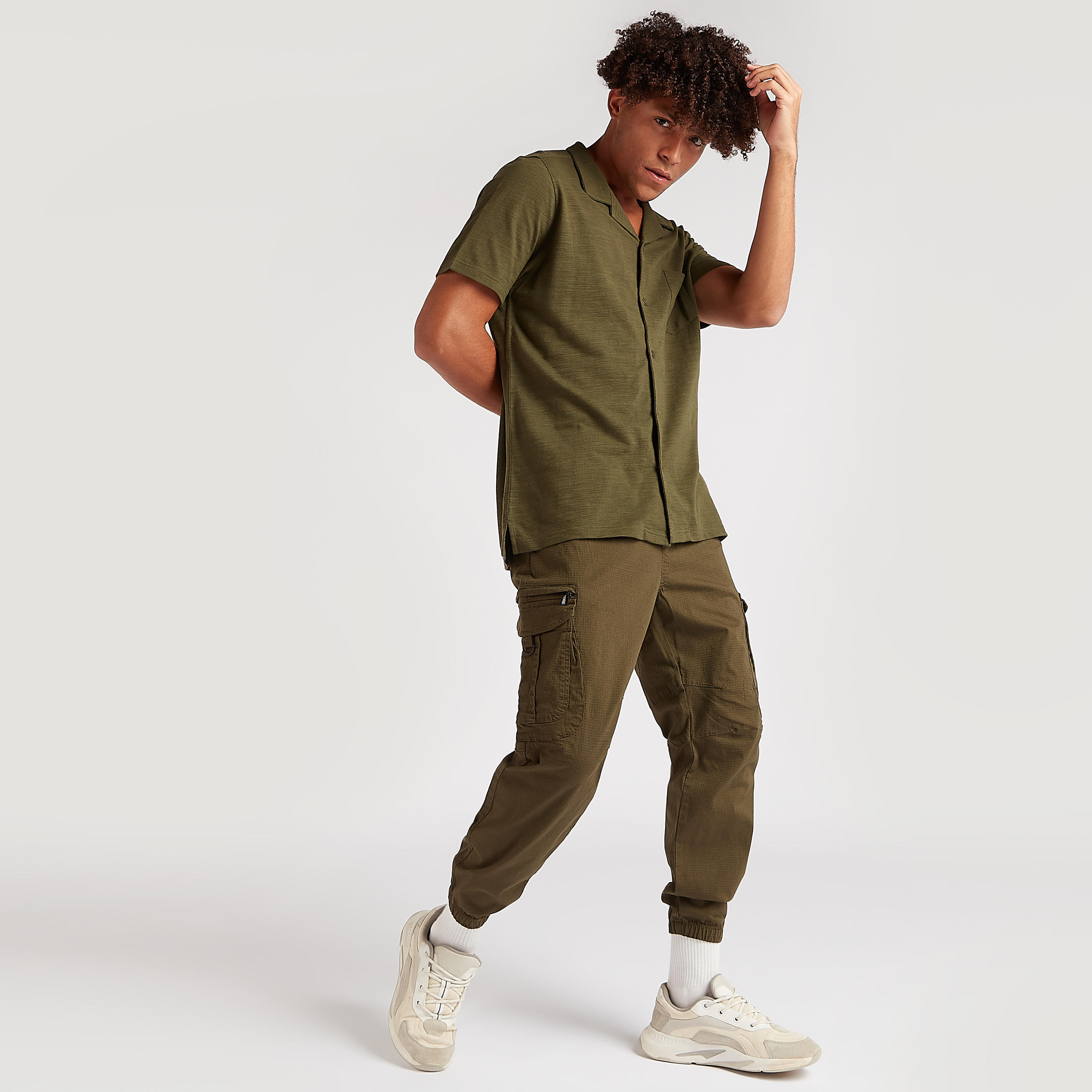 Solid Mid-Rise Cargo Pants with Drawstring Closure-men-clothing-bottoms-joggers-image-2