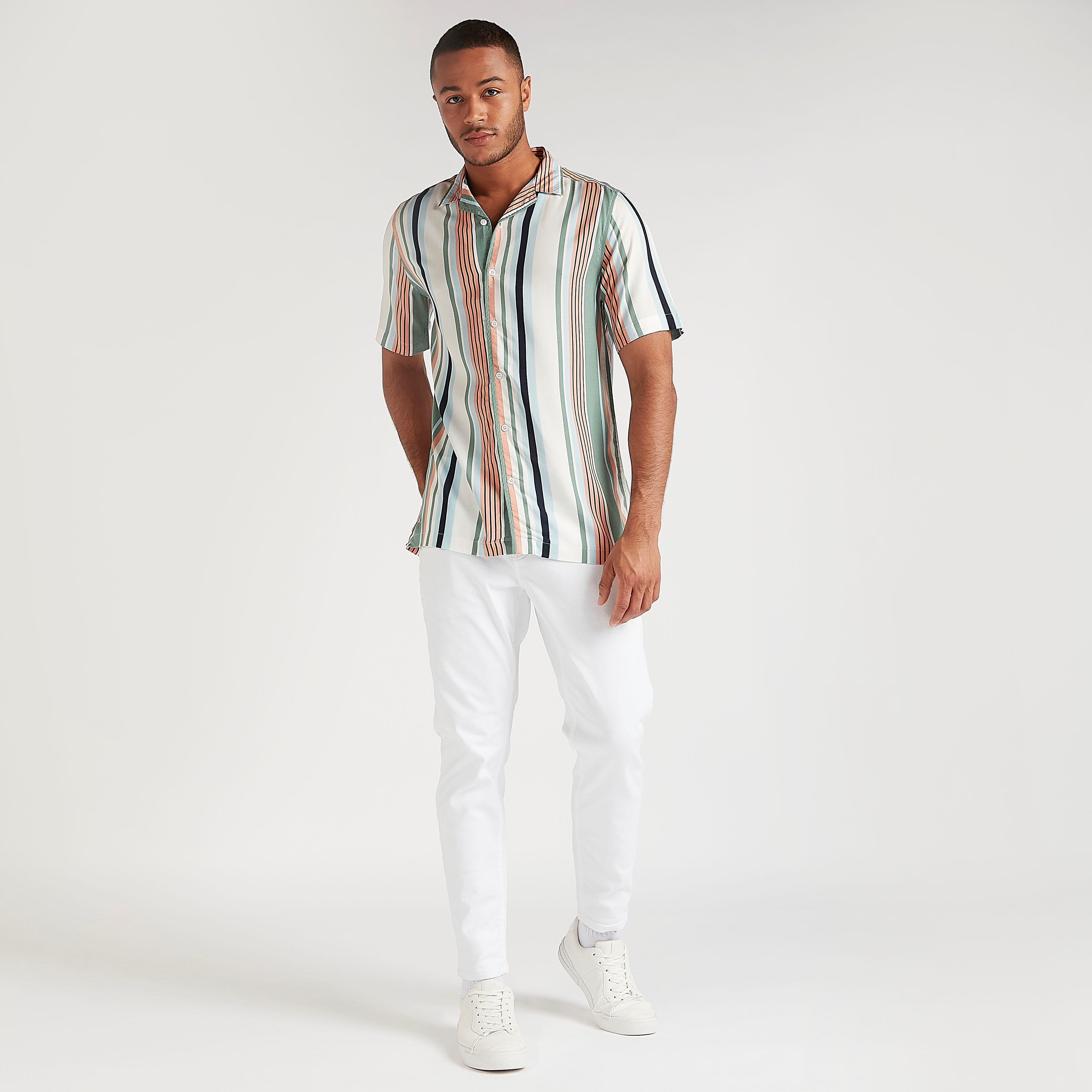 Striped Shirt with Short Sleeves and Button Closure-men-clothing-shirts-image-2