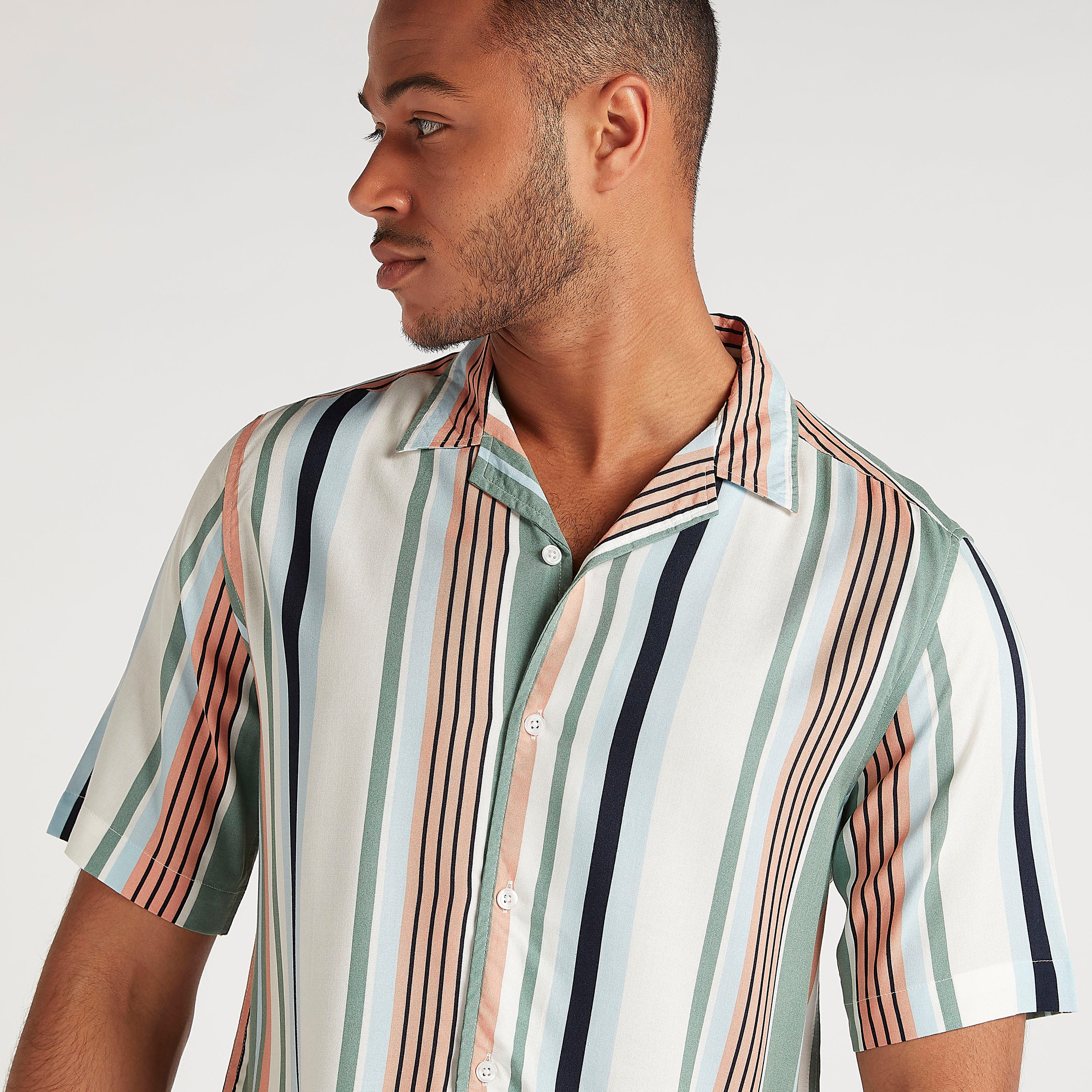 Striped Shirt with Short Sleeves and Button Closure-men-clothing-shirts-image-3