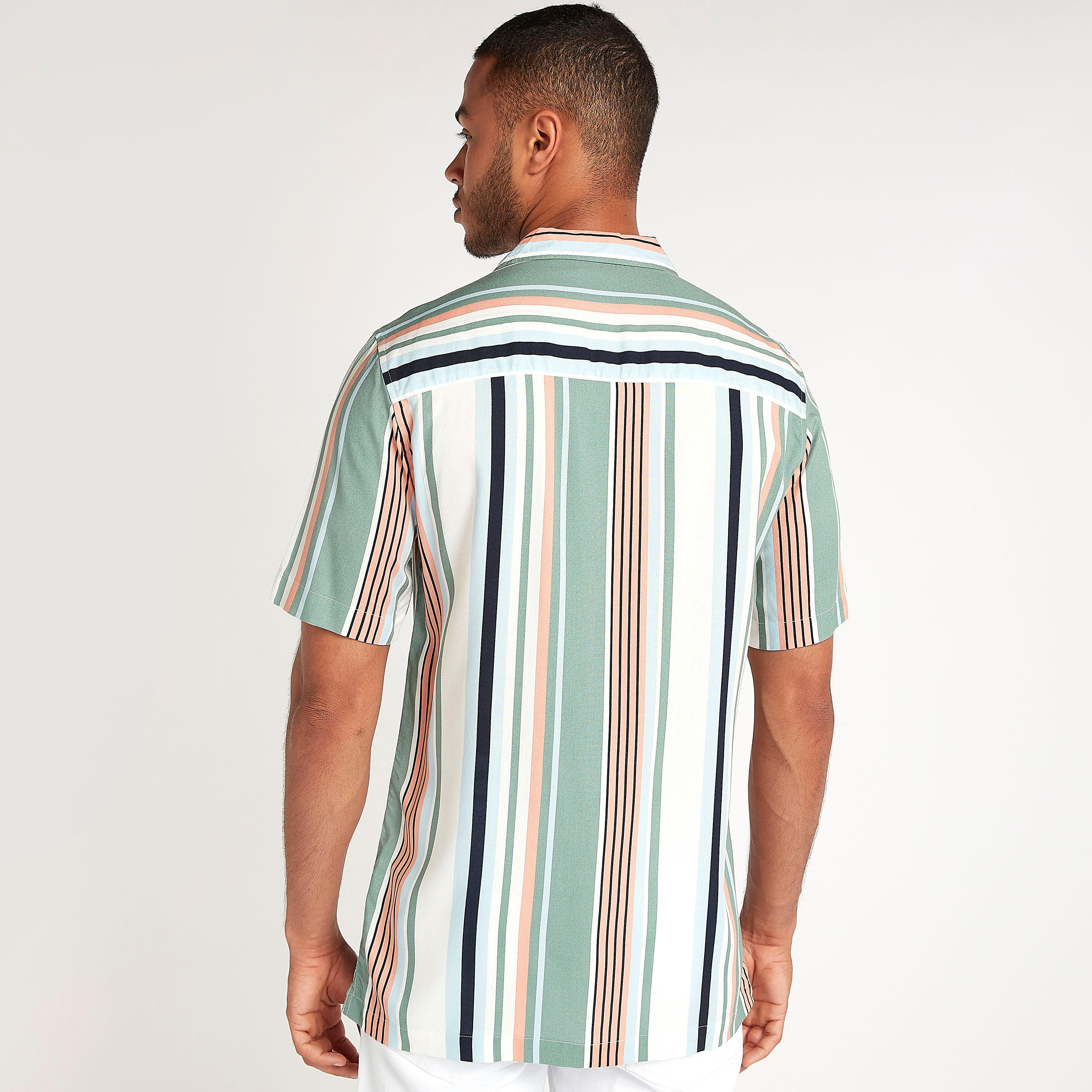 Striped Shirt with Short Sleeves and Button Closure-men-clothing-shirts-image-4