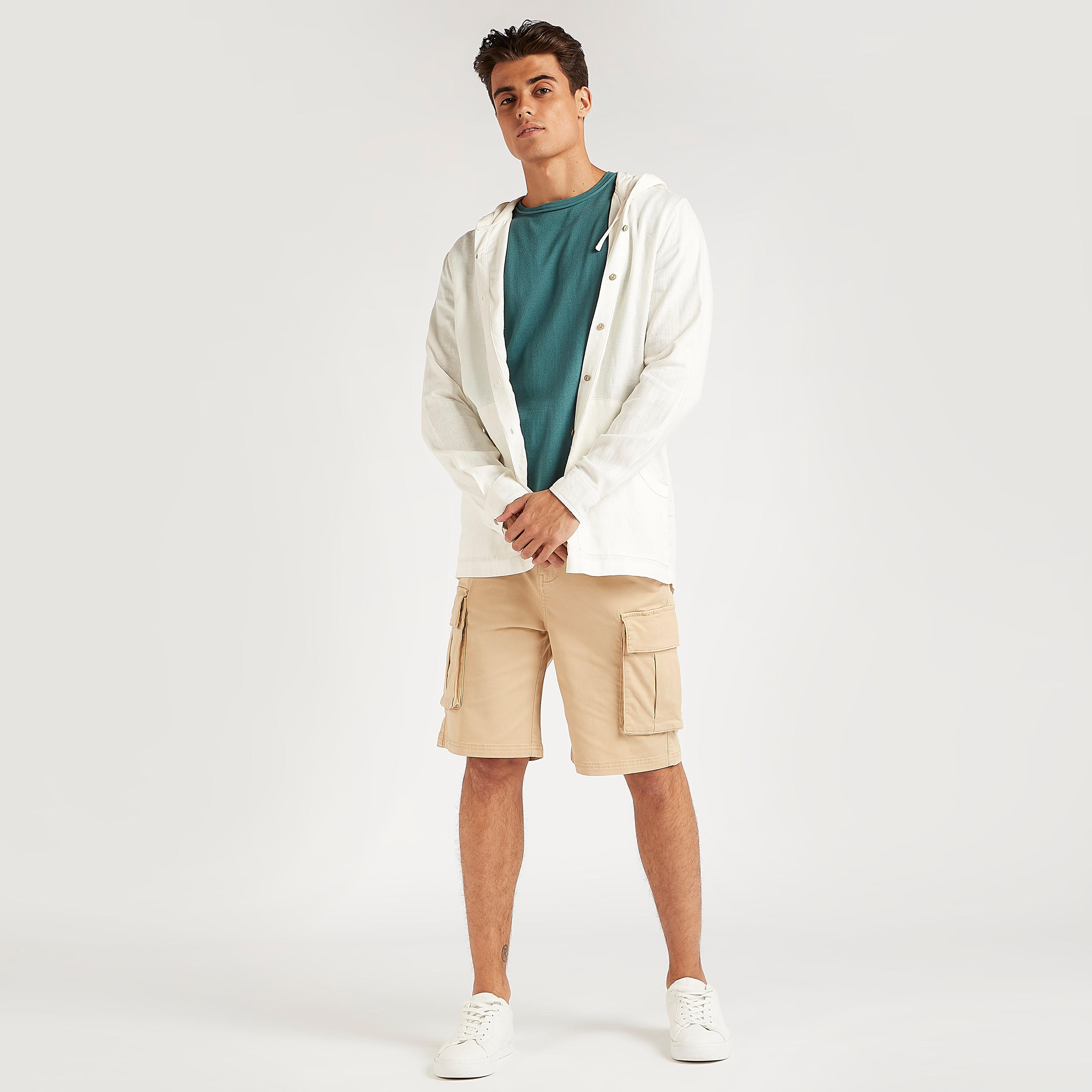 Solid Relaxed Shirt with Hood and Long Sleeves-men-clothing-shirts-image-3