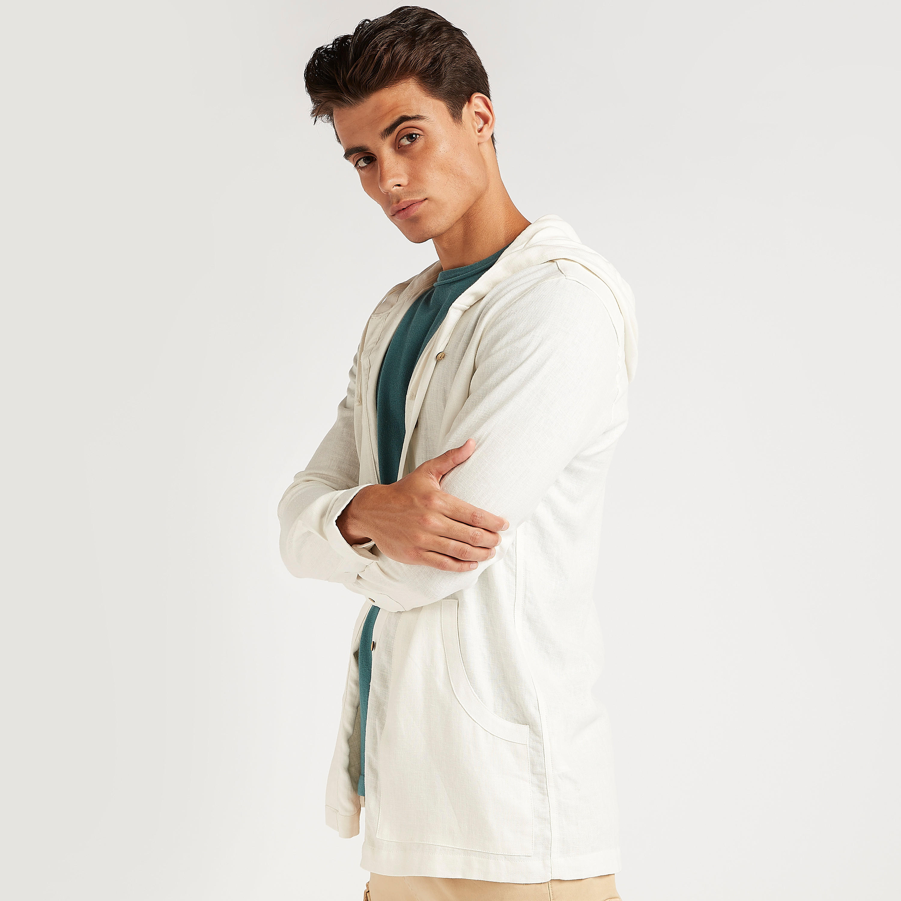 Solid Relaxed Shirt with Hood and Long Sleeves-men-clothing-shirts-image-6