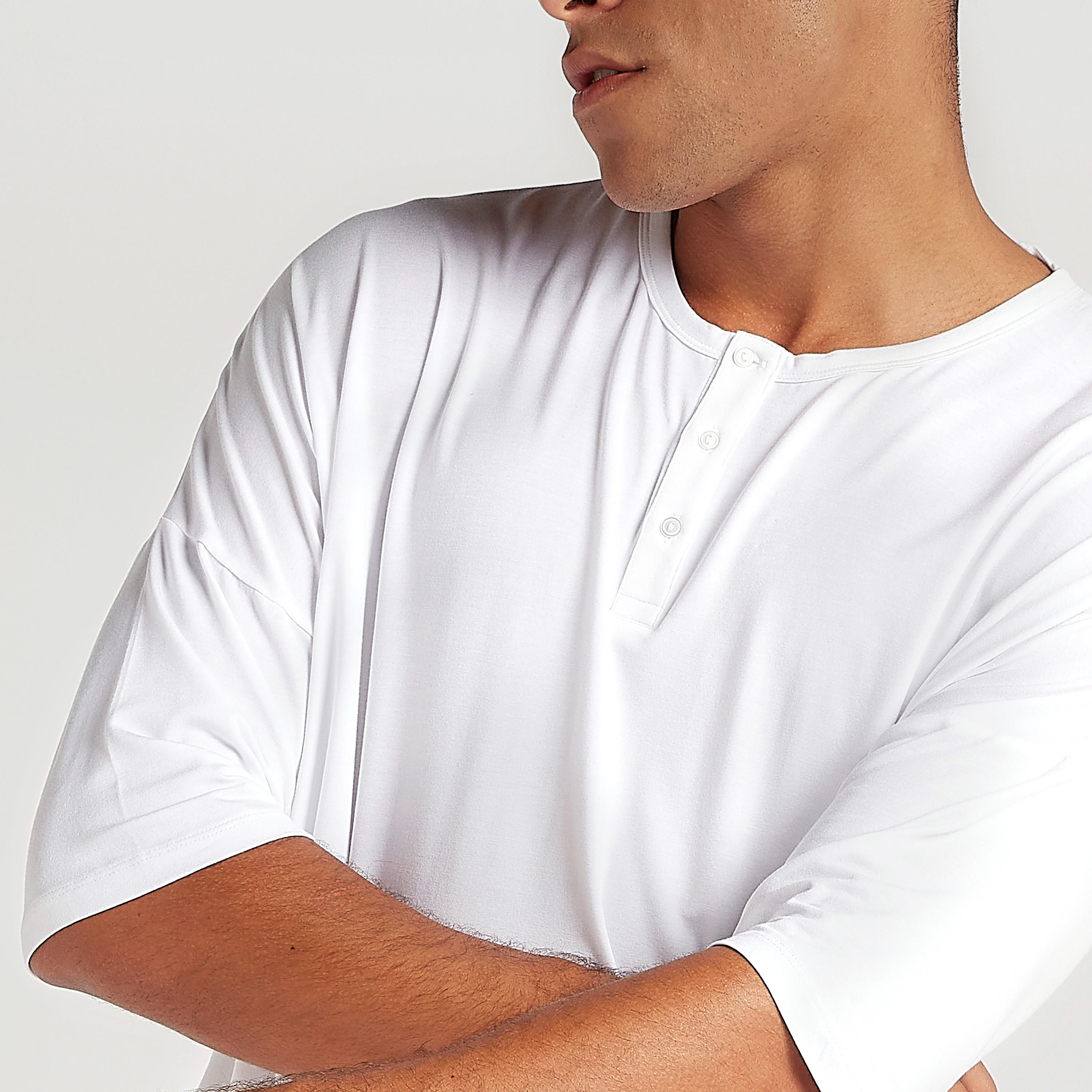 Solid Longline T-shirt with Henley Neck-men-clothing-tshirtsandpolos-tshirts-image-3