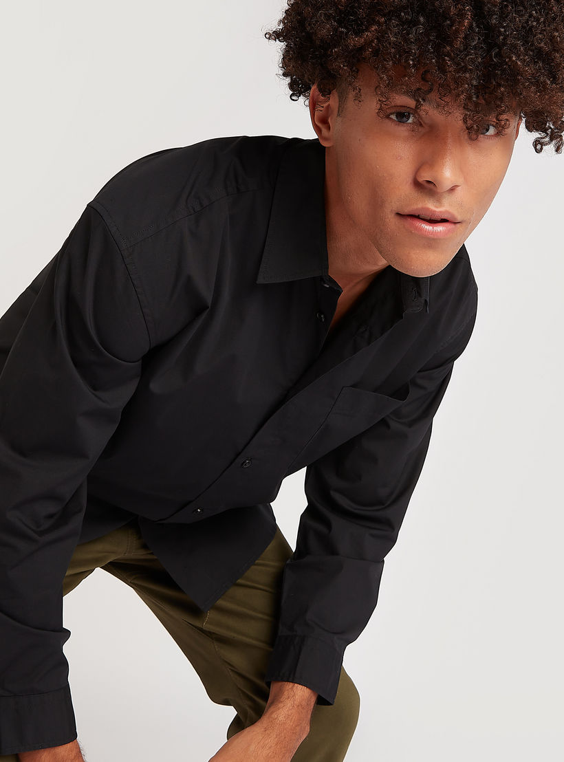 Solid Shirt with Long Sleeves-men-clothing-shirts-image-1