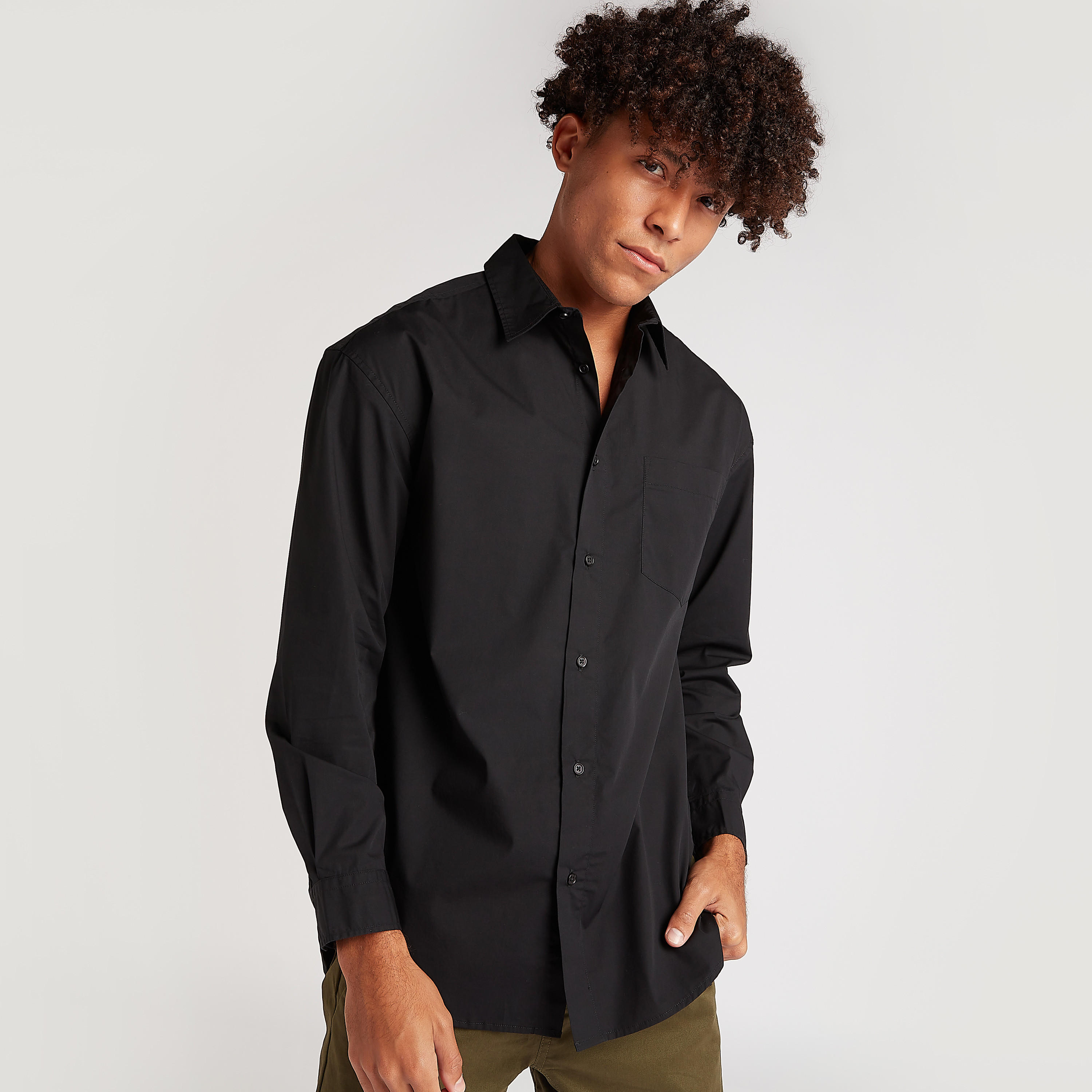 Solid Shirt with Long Sleeves-men-clothing-shirts-image-3