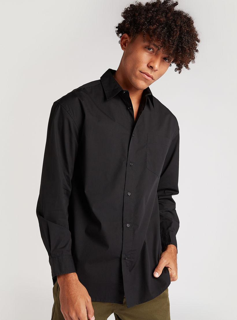 Solid Shirt with Long Sleeves-men-clothing-shirts-image-3