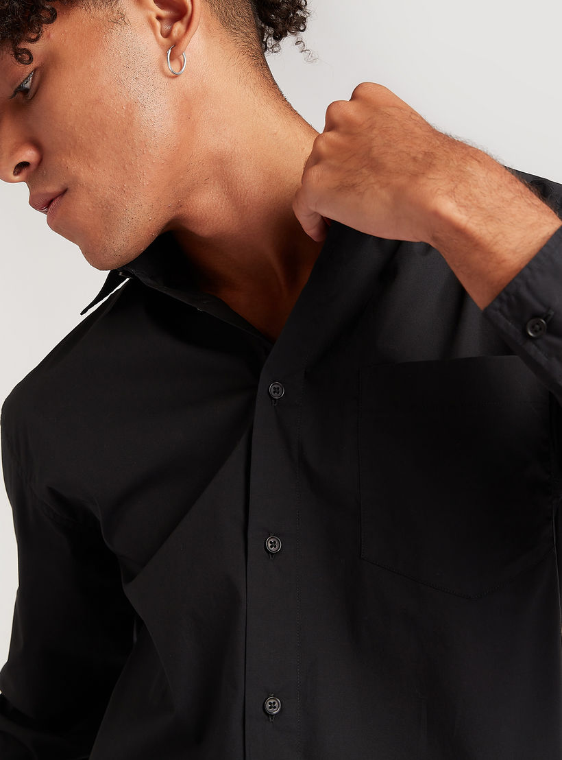 Solid Shirt with Long Sleeves-men-clothing-shirts-image-5