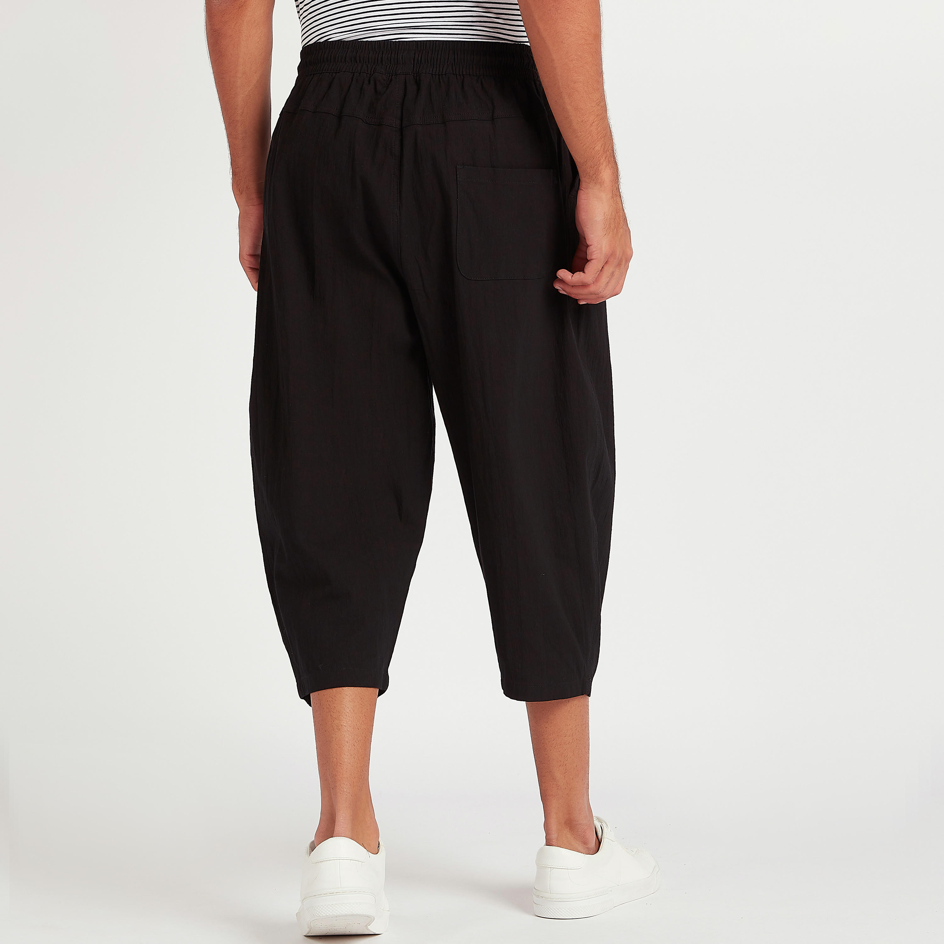 Solid Mid-Rise Relaxed Fit Cropped Pants with Drawstring Closure-men-clothing-bottoms-joggers-image-4