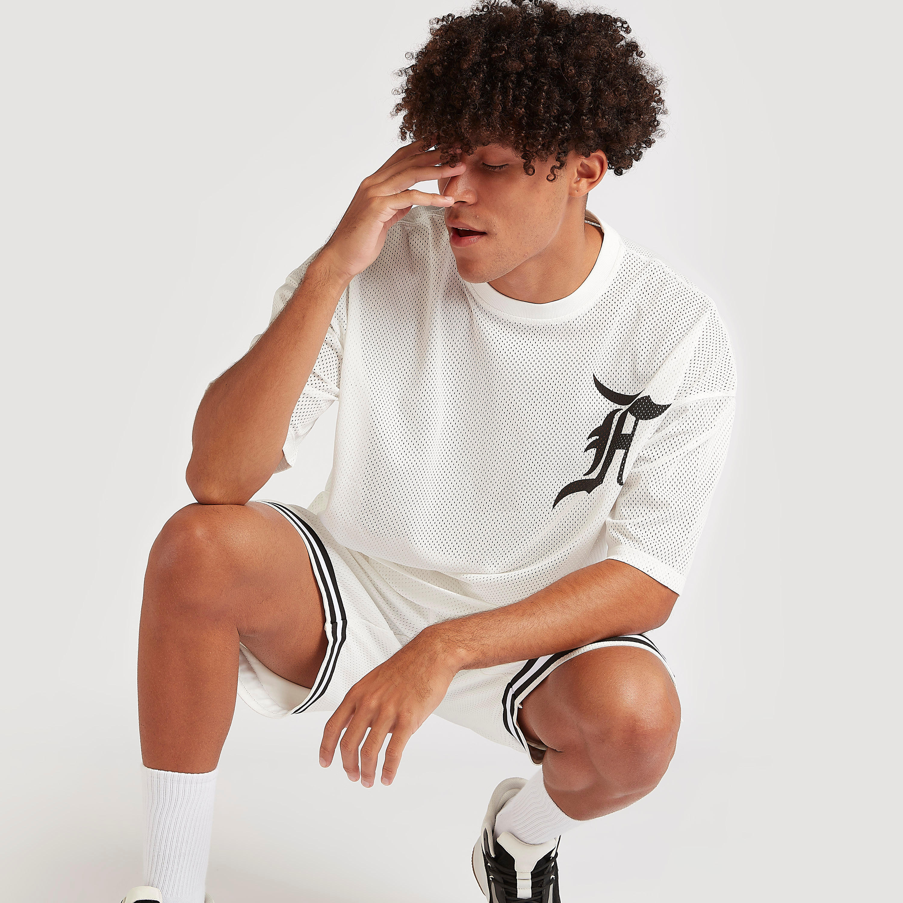 Printed Oversized Mesh T-shirt with Short Sleeves-men-clothing-tshirtsandpolos-tshirts-image-2