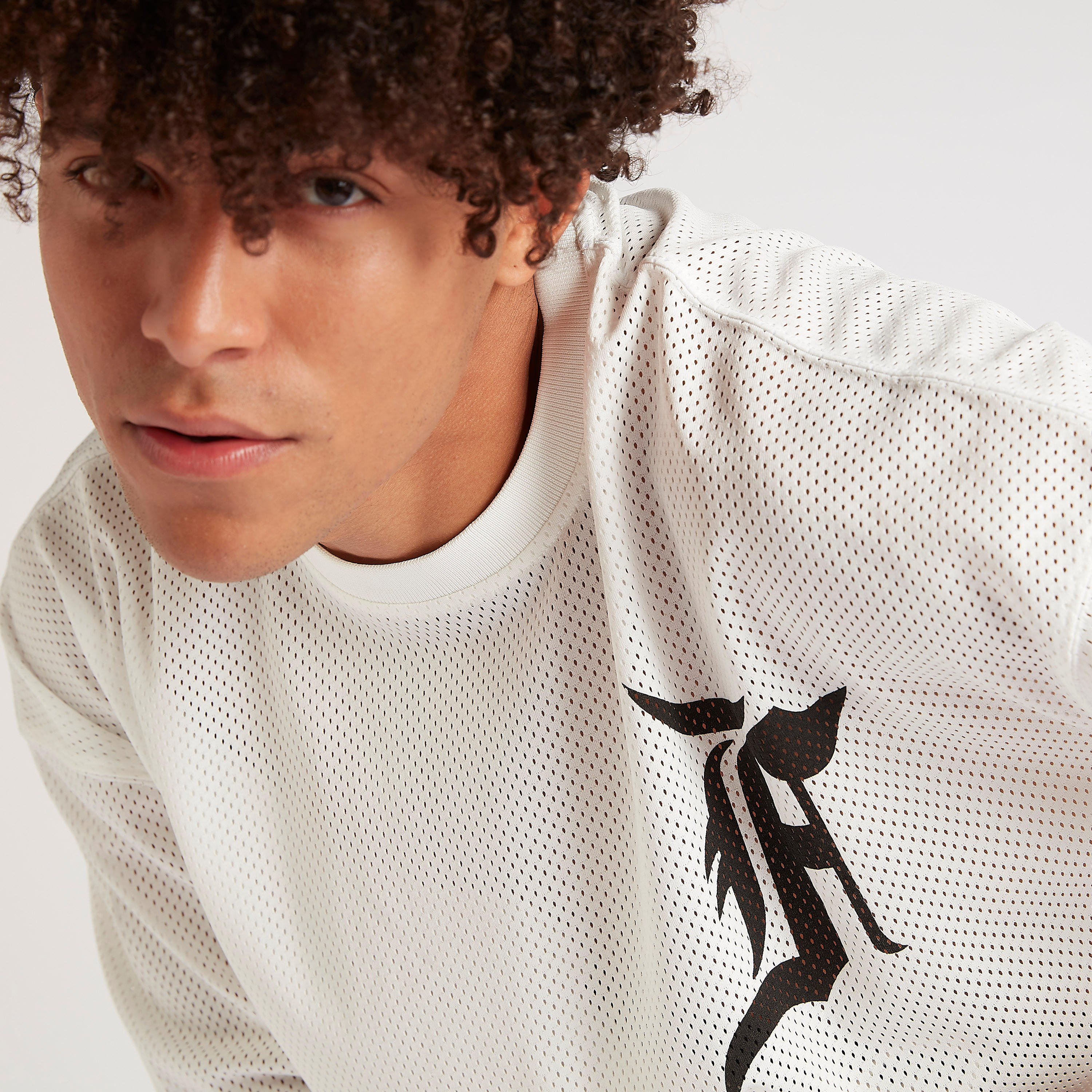 Printed Oversized Mesh T-shirt with Short Sleeves-men-clothing-tshirtsandpolos-tshirts-image-3